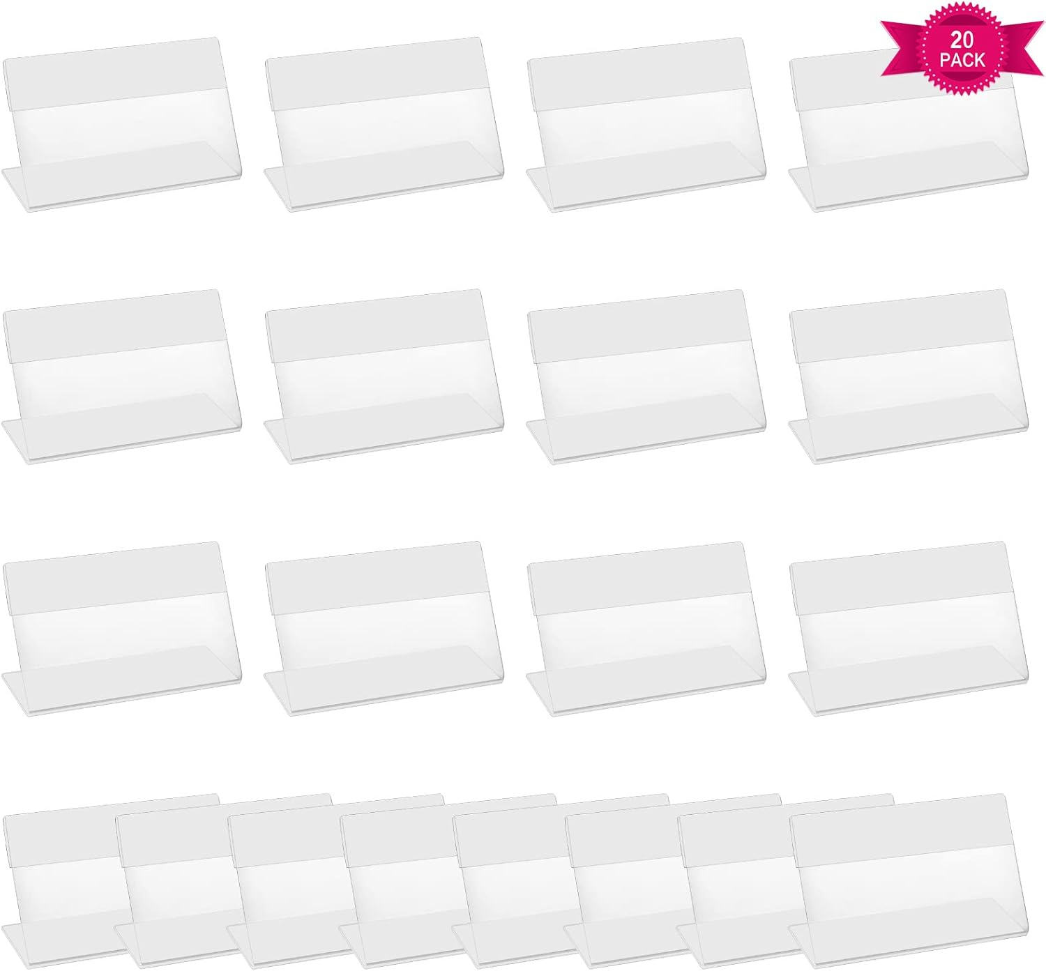 Pack of 20 Plastic Label Holders, Price Tag Holder, Table Name Plate, Small Name Cards, Business Card Display for Office, Shop, Retail Shops (5 X 8 Cm) image number 1