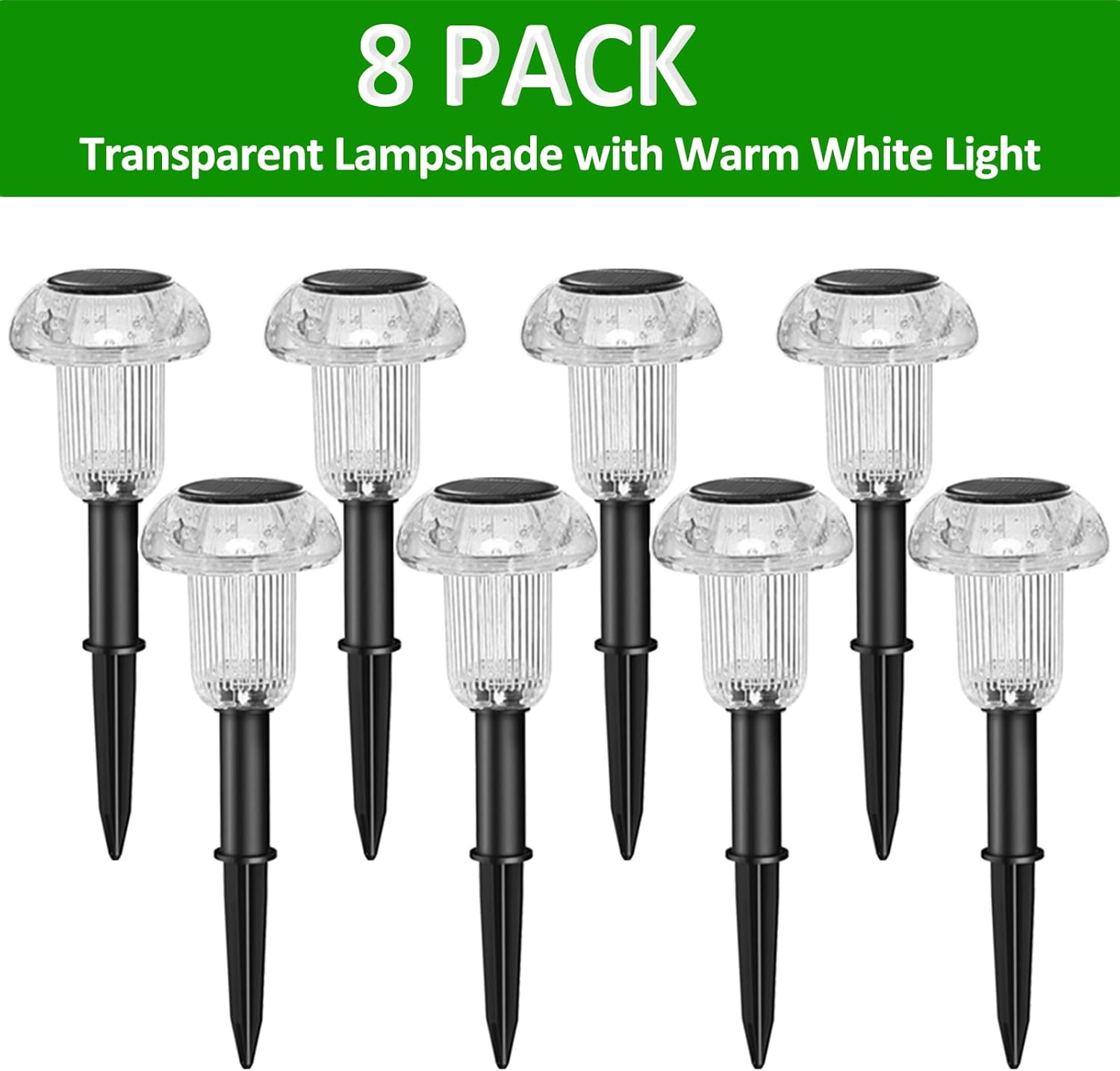 Mushroom Solar Lights Outdoor Garden 8 Pack, Solar Pathway Lights Warm White Waterproof up to 12 Hours Cute LED Landscape Lighting for Garden Yard Ground Lawn Walkway outside Decor image number 2