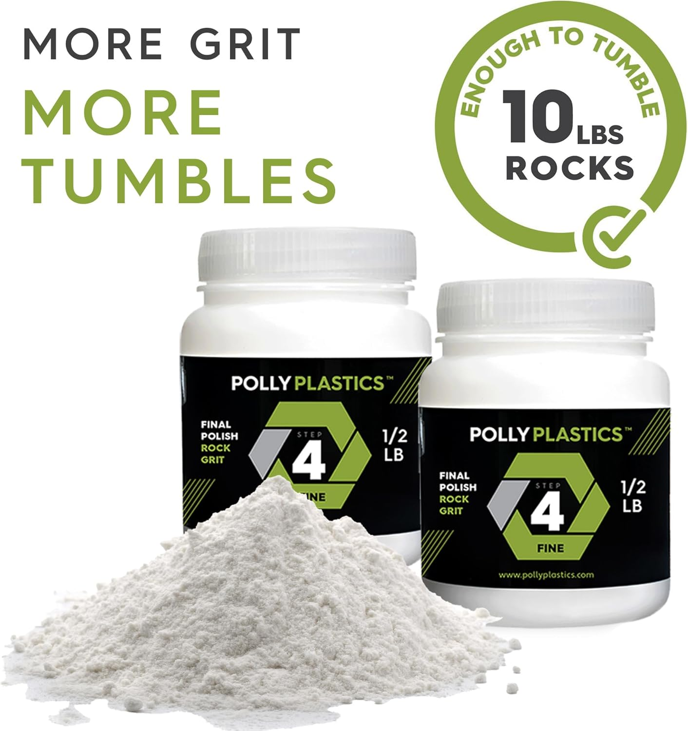 Polly Plastics Rock Tumbler Media Grit Refill, 1 Lb Final Polish 1200 Fine Aluminum Oxide, Stage 4 for Tumbling Stones (2 Pack) image number 5