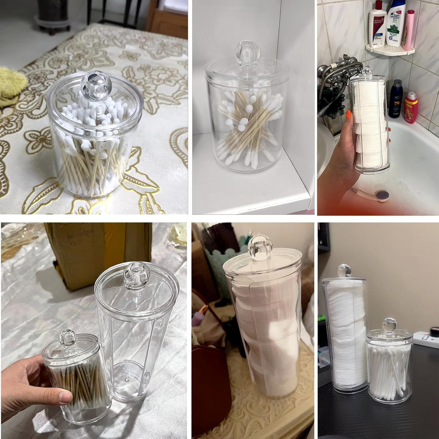 BEANPRECOY Cotton Pad Holder Makeup Pads Container Organizer Holder Cotton Pad Storage Organizer with Lid Cotton Pads Holder Acrylic Makeup Pads Container Organizer, for Cotton Balls Swabs Cotton Pa image number 1