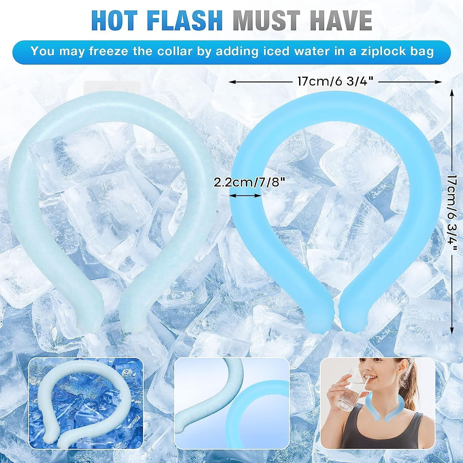 Wearable Neck Cooling Tube, Gzssel-Shops Cooling Starts below 18&deg;C (64.4), Reusable for Extremely Hot Weather Summer Outdoor Sports Cooling Heat Indoor Climbing Mountains Bicycle Sandy Beach image number 2