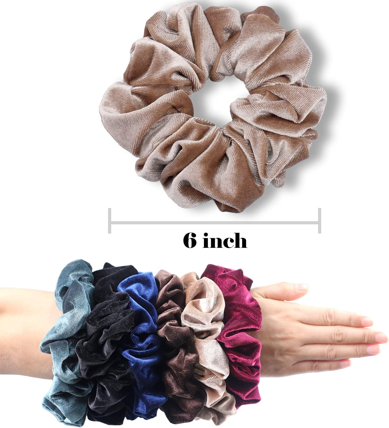 IVARYSS Extra Large Scrunchies for Women'S Thick Hair, Premium Velvet Soft Jumbo Scrunchy, XL 6 Inch Big Elastic Band Hair Accessories, 4 Pack, Neutral image number 4