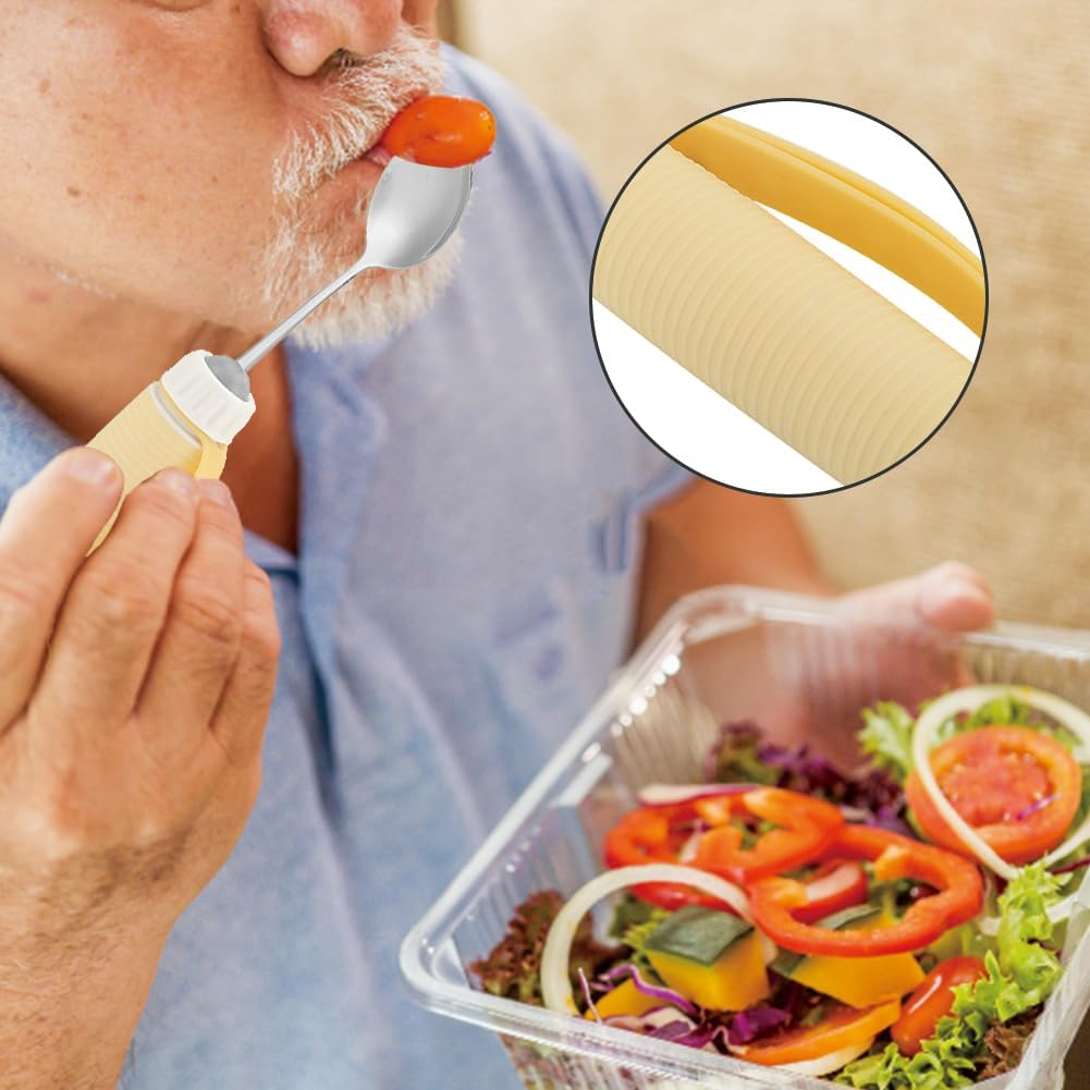 Adaptive Utensils with Adjustable Silicone Strap, Removable Flexible 360 Degree Rotating Eating Tablewares Non Slip Handles for Hand Tremors Arthritis Parkinson&rsquo;S Elderly (Spoon) image number 6
