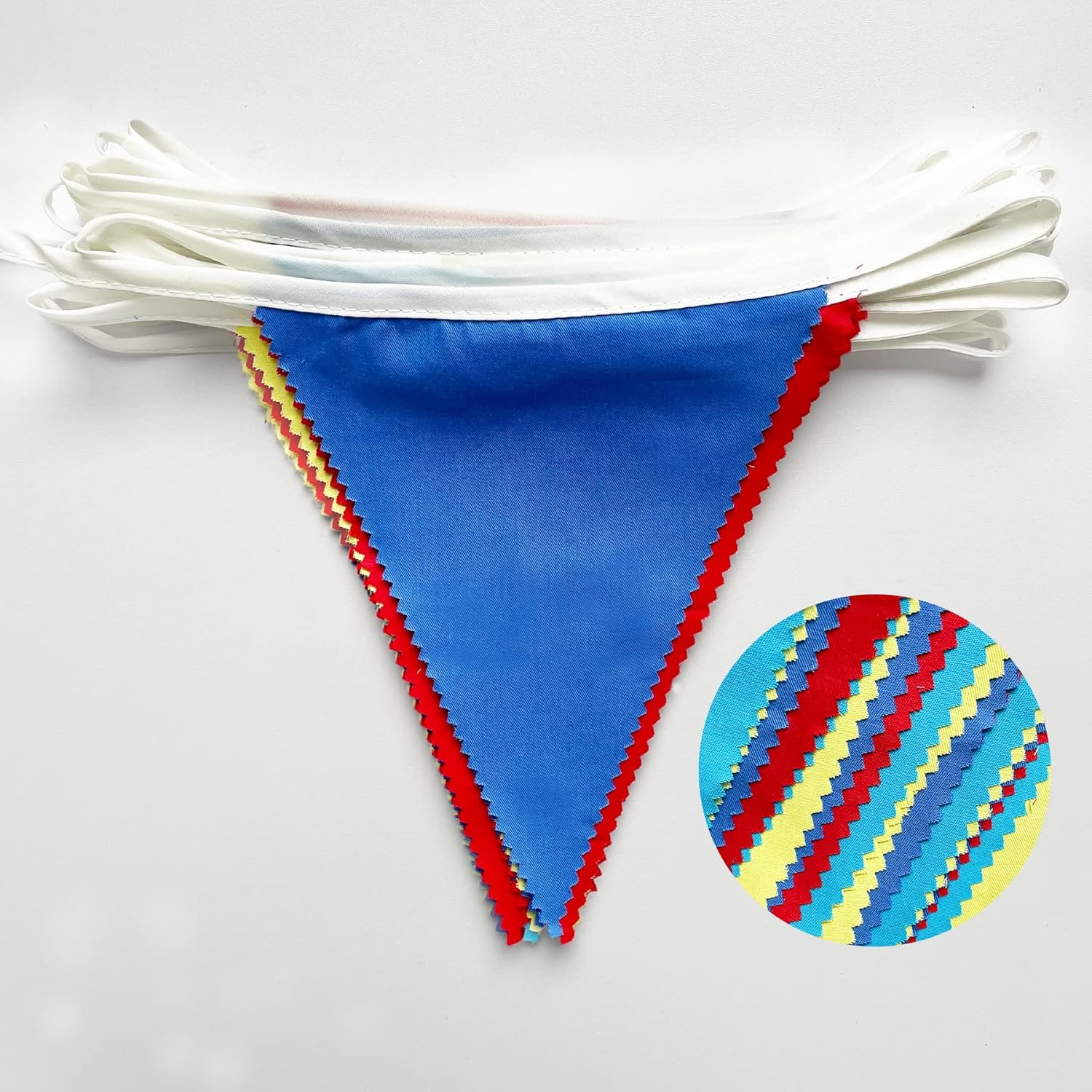 32Ft Red Blue Yellow Party Decorations Carnival Circus Clown Triangle Flag Pennant Bunting Banner Fabric Garland for Kids Birthday Baby Shower Wedding Outdoor Garden Festivals Hanging Decorations - 80S image number 3