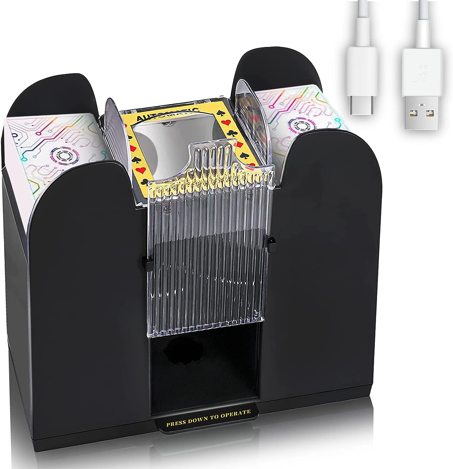 Nileole 2/4/6 Deck Automatic Card Shuffler, Battery-Operated Electric Shuffler, Casino Card Game Table Accessories for Travel, UNO, Phase 10, Skip-Bo, Texas Hold'Em