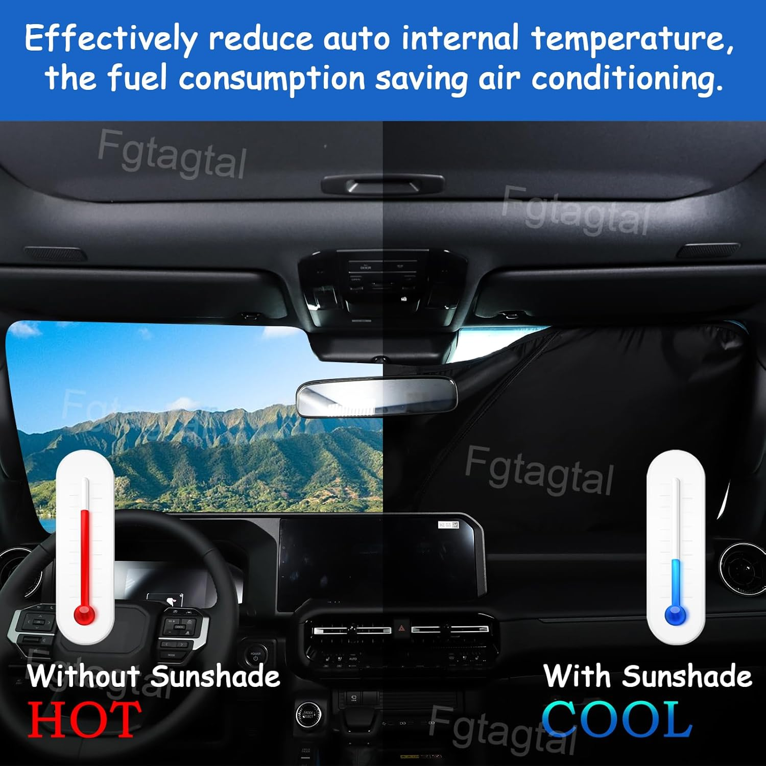 Windshield Sunshade Fit for Toyota Land Cruiser 250 Prado J250 LC250 2024+, Folding Car Sun Shade for Front Window, Auto Sun Protection Visors Blocks UV Rays and Keeps Vehicle Cool(Silver) - Silver image number 6