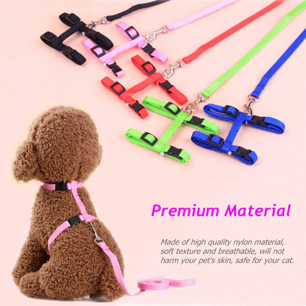 2 Pack Cat Harness and Leash, Adjustable Comfortable Nylon Pet Strap Collar with Leash, Escape Proof Safety Rope Leads Chest Strap for Kitten Puppy Rabbits Walking Training (Black & Red) image number 4