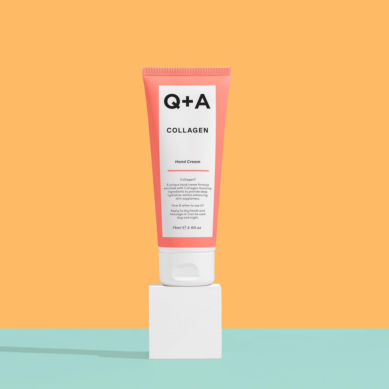 Q+A Collagen Hand Cream, Nourishing & Hydrating with Vegetable Collagen, Sugar Complex & Hematite, Golden Pear & Grape Scent, Vegan & Cruelty-Free, Recycled Packaging, Anti-Ageing Moisturiser, 75Ml image number 4