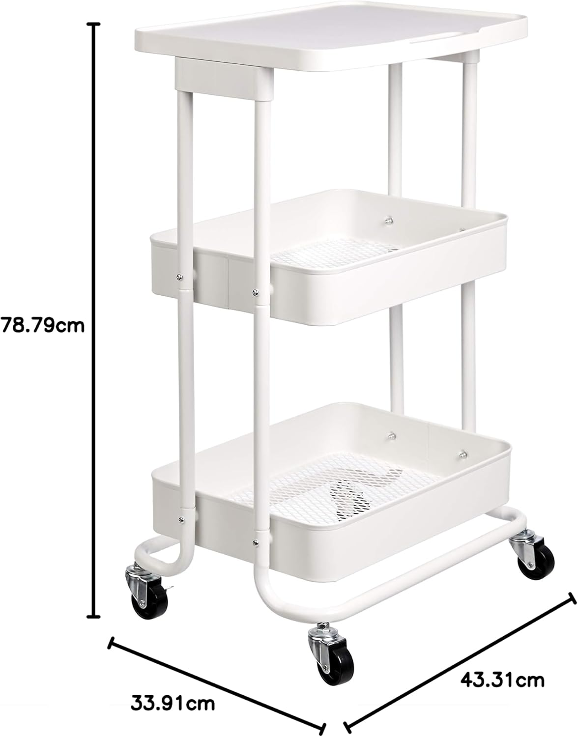 Amazon Basics 2-Tier Metal Kitchen/Utility Cart with Shelf, White image number 1