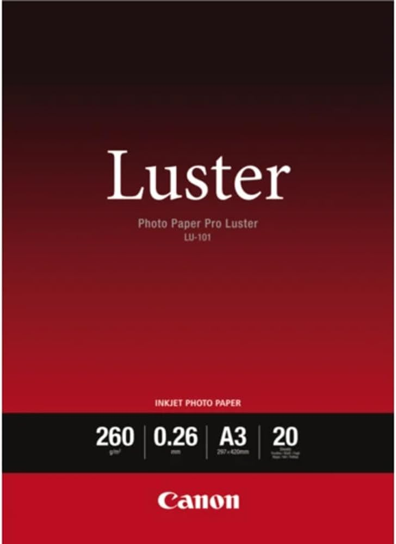 Canon LU101A3 260 GSM Smooth Texture Luster Photo Paper, A3 Size (20 Sheets)