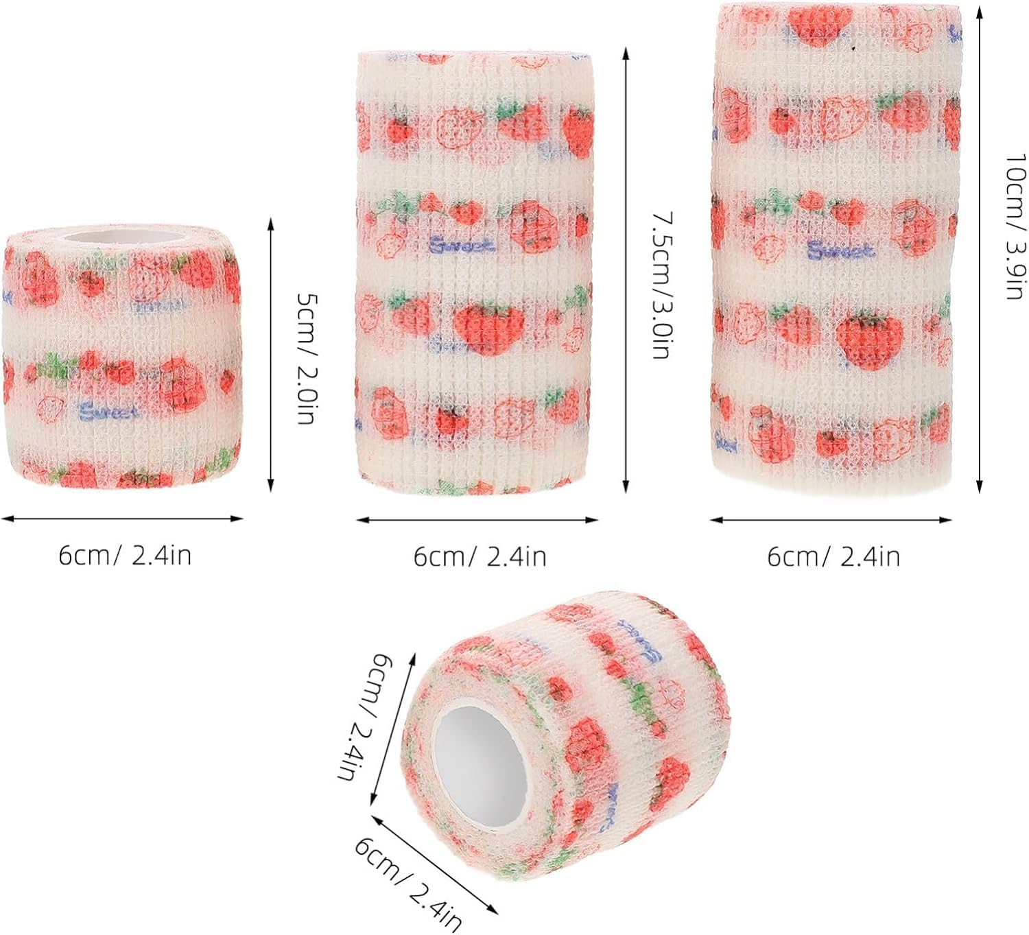 QYINXIU 3 Rolls Bandage Wrap Set, Pet Bandage Vet Tape Wrap, Cute Gauze Rolls Bandage Grip Roll for Dog Cat Pet Horse image number 2