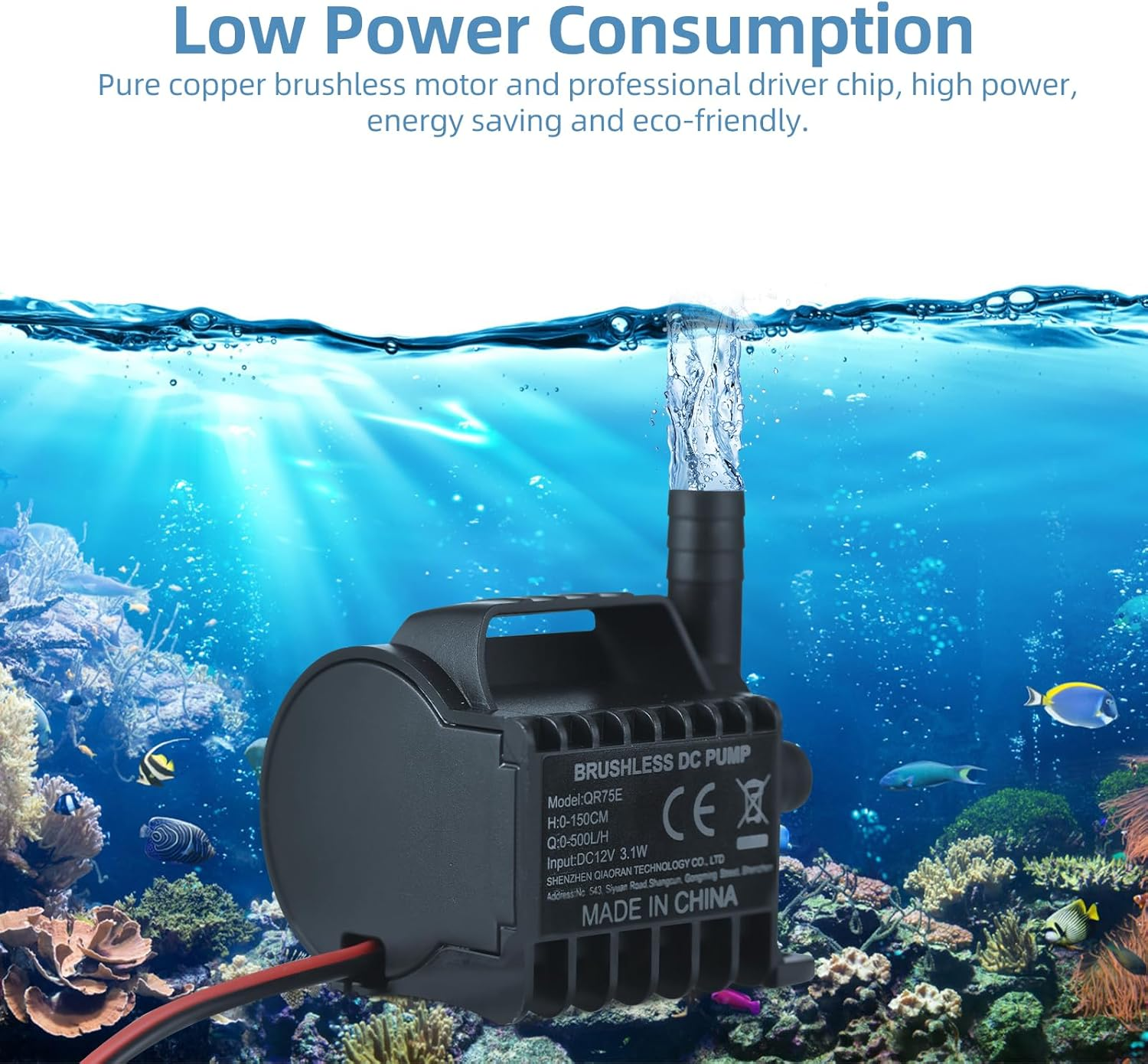 LAPOOH Submersible 12V Water Pump Electric 500L/H Small Fountain Pump with Max 4.9Ft Lift, 1.6Ft Wire and Suction Cup Base, Portable Mini Pump for Fish Tank, Pond, Aquarium, Pet Drinking image number 6