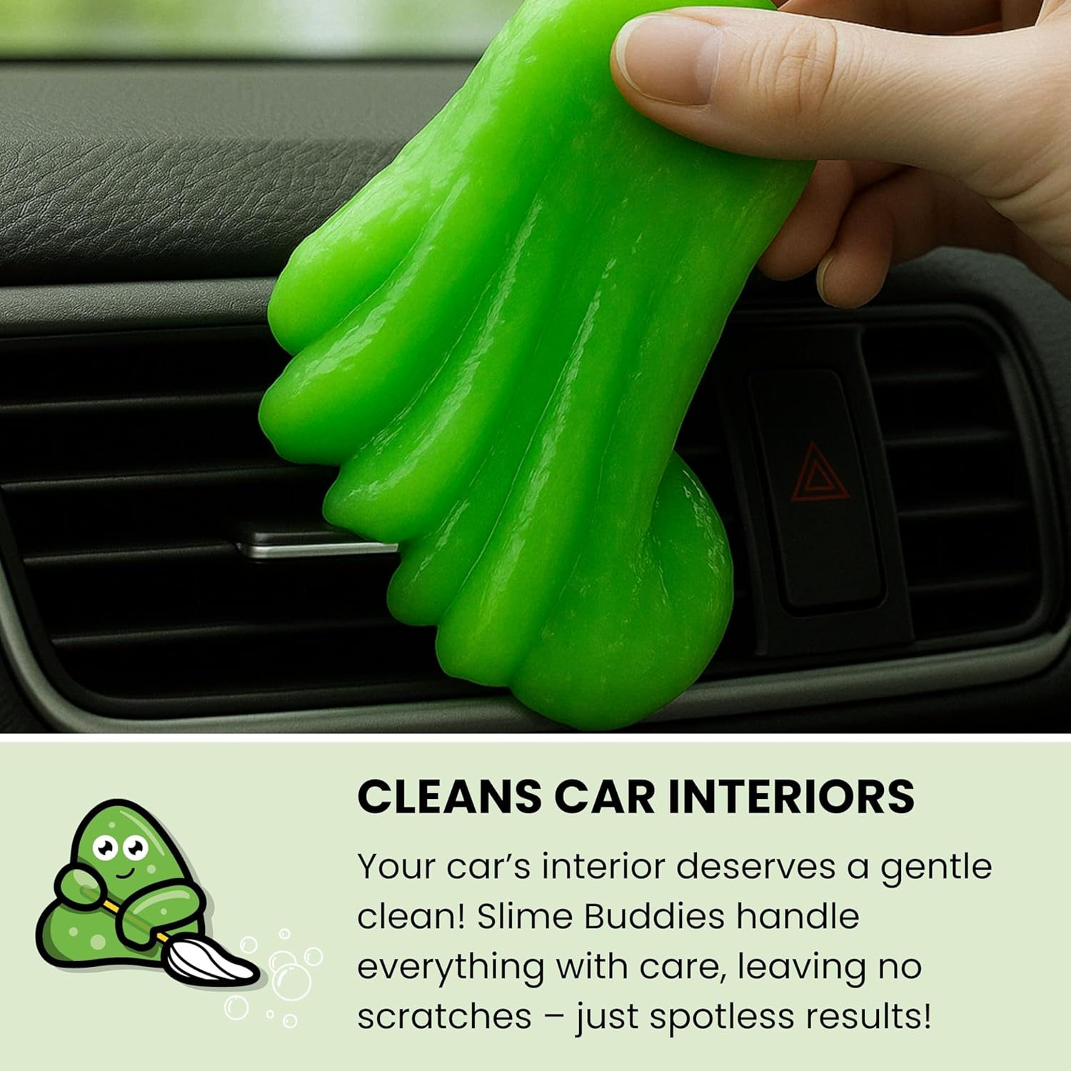 Slime Buddies Cleaning Putty Gel | Car Cleaning Gel for Air Vents & Interiors, Computer, Macbook & Laptop Keyboard Cleaner | Clean Hard to Reach Spaces | Surface Dust Cleaner | Apple Scent 160G - Apple image number 4