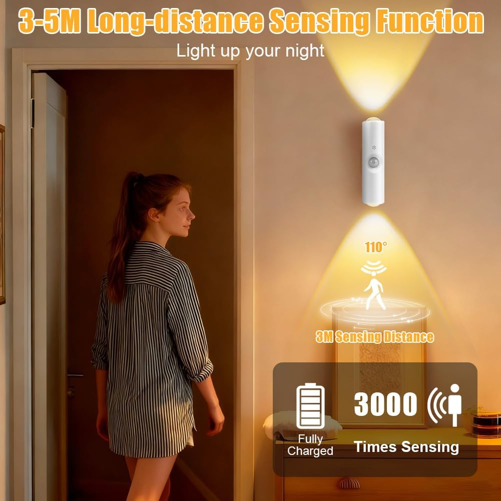 OSDUE LED Night Light with Motion Sensor, RGB Colour Gradient, Dimmable, Intelligent LED Night Light, Rechargeable Wireless Wall Light, 3 Modes, Magnetic Wall Lamp for Living Room, Balcony, Staircase image number 5