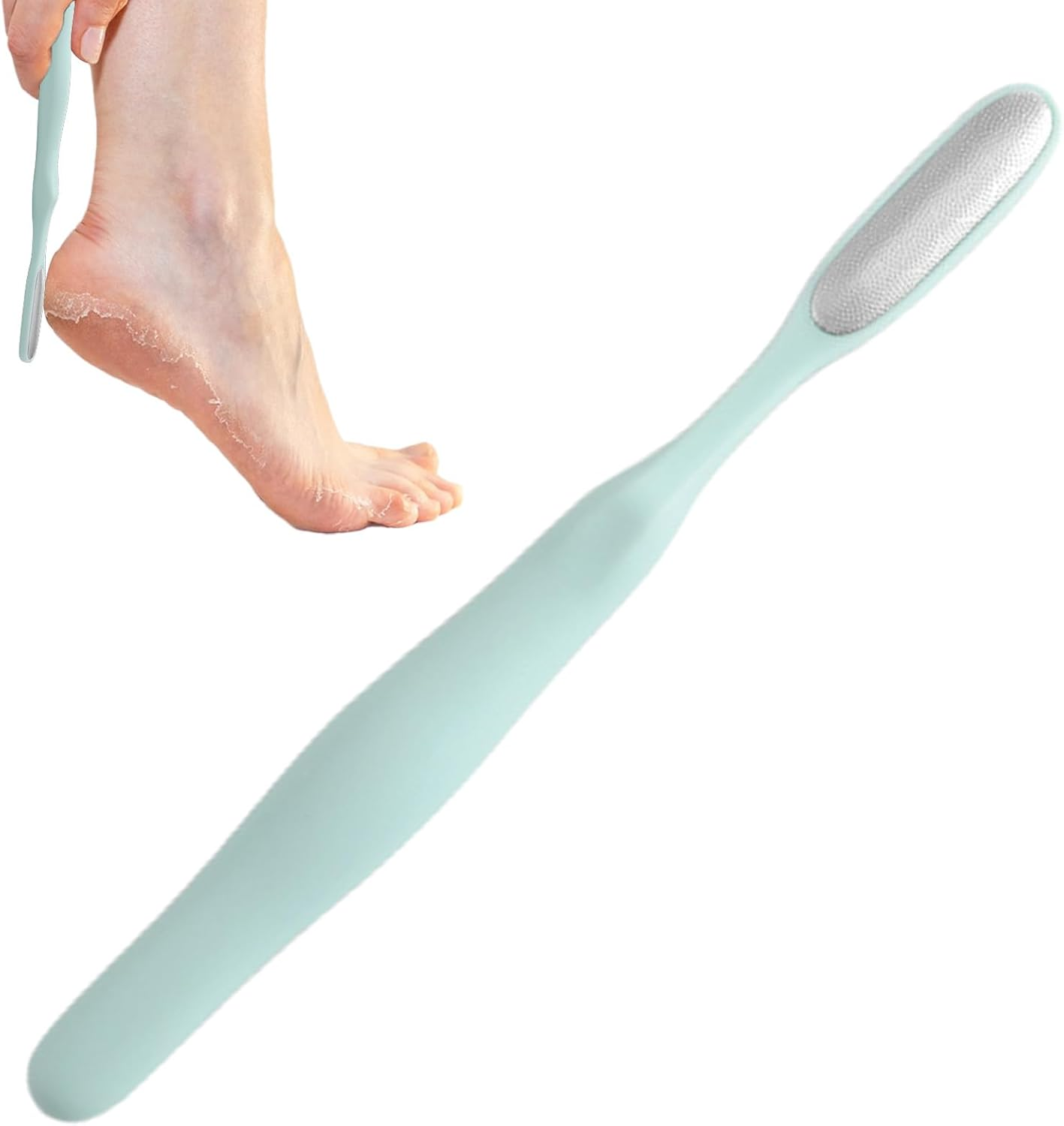 Pedicure Foot File, Long Handle Callus Remover with Stainless Steel Scrubber and Toe Cleaning Brush, 19X2Cm Foot Care Tool for Dead Skin Removal and Toes Crevice Cleaning at Home image number 2