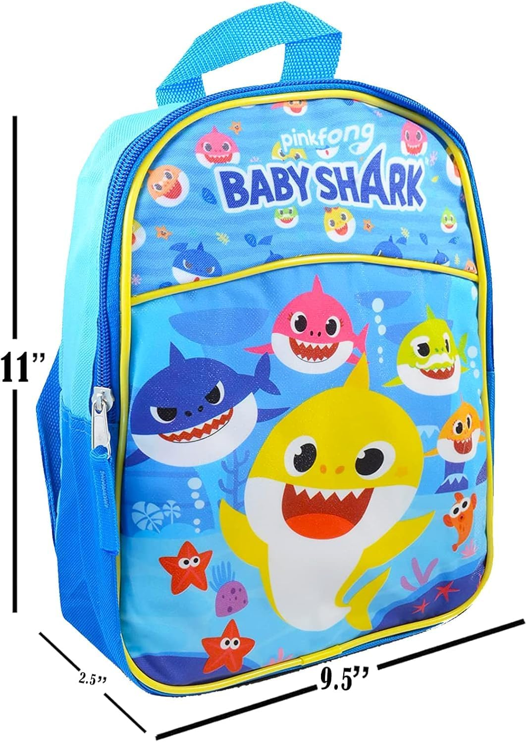 Baby Shark Mini Backpack for Boys Girls Toddler Preschool - Deluxe 11" School Bag with Stickers (Baby Shark School Supplies Bundle) image number 3