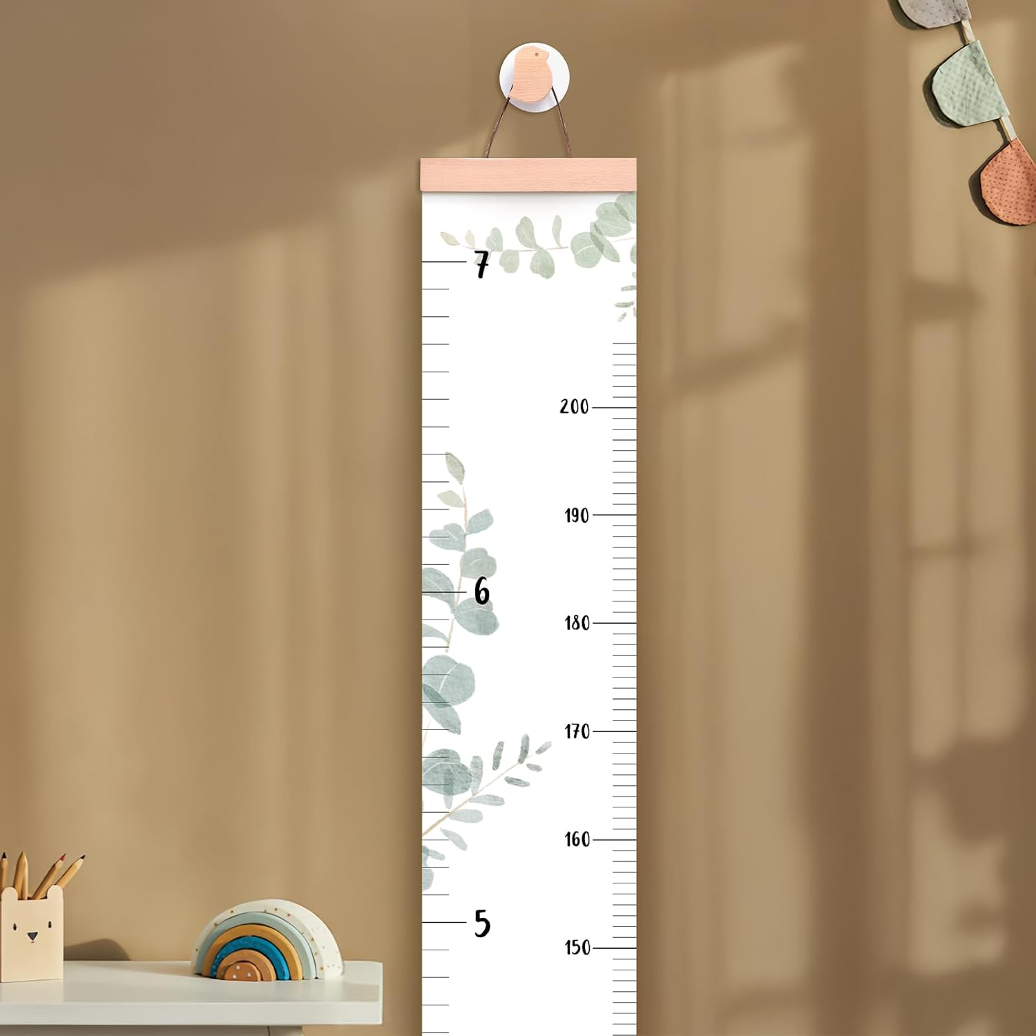 Growth Chart for Wall 7 Ft Height Chart with Keepsake Box & Hook Waterproof Canvas Measure Wall Ruler Removable Neutral Nursery Wall Decor for Baby Kids Toddlers image number 2