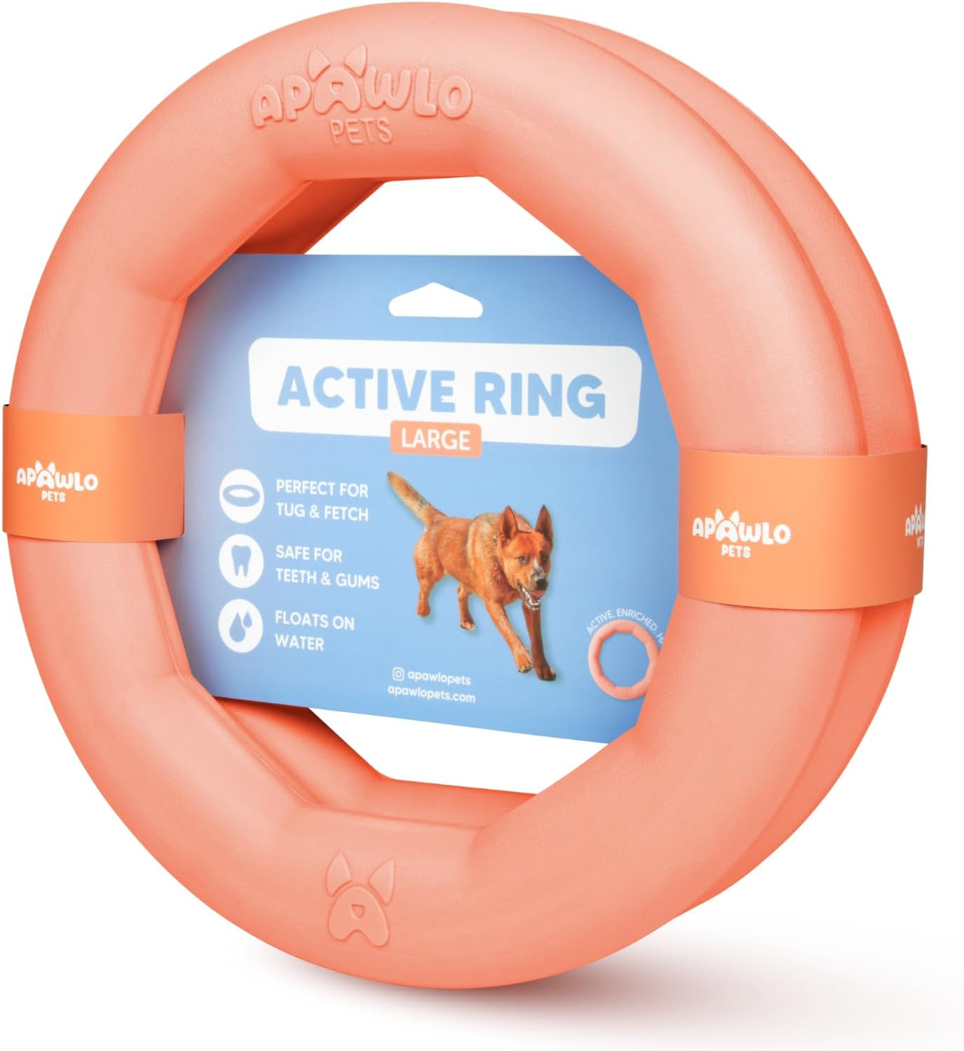 Set of 2 Active Dog Toy Rings - Floating Dog Rings for Outdoor Play, Training & Fetch - Durable Fetch Toy, Frisbee Alt, outside Yard Toys for Large Breeds - Peach image number 2