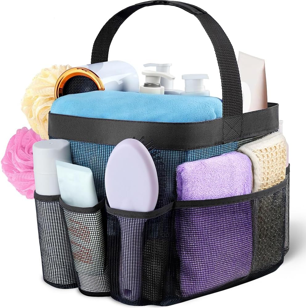 Mesh Shower Caddy Portable for College Dorm Room Essentials with 8 Pockets, Hanging Shower Caddy Dorm Basket, Quick Dry Shower Bag for Bathroom image number 3