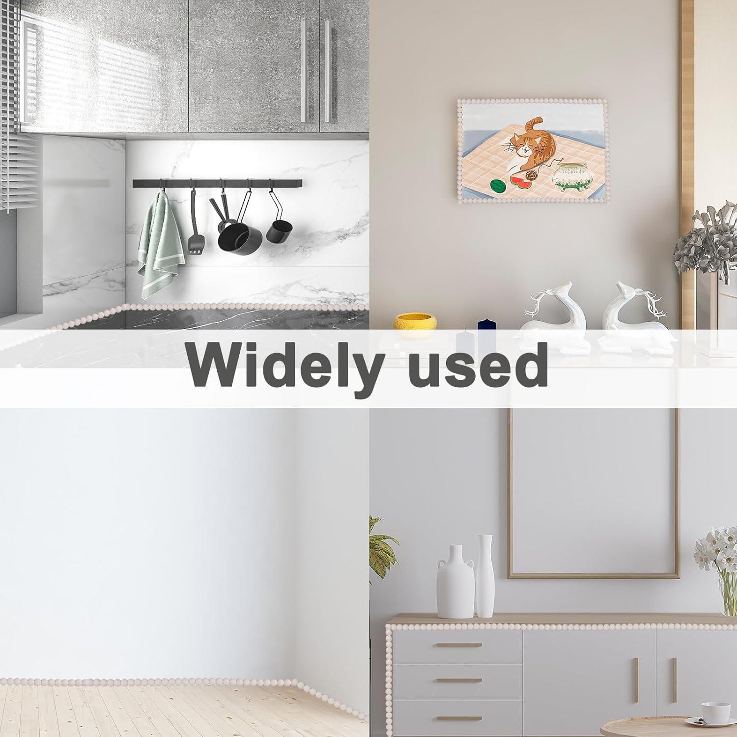 Flexible Molding Trim, 9.7Ft Peel and Stick Wall Trim Self-Adhesive White Caulk Strip for Mirror Frame Backsplash Tile Edge Ceiling Cabinet TV Wall DIY Home Decor & Protection image number 4