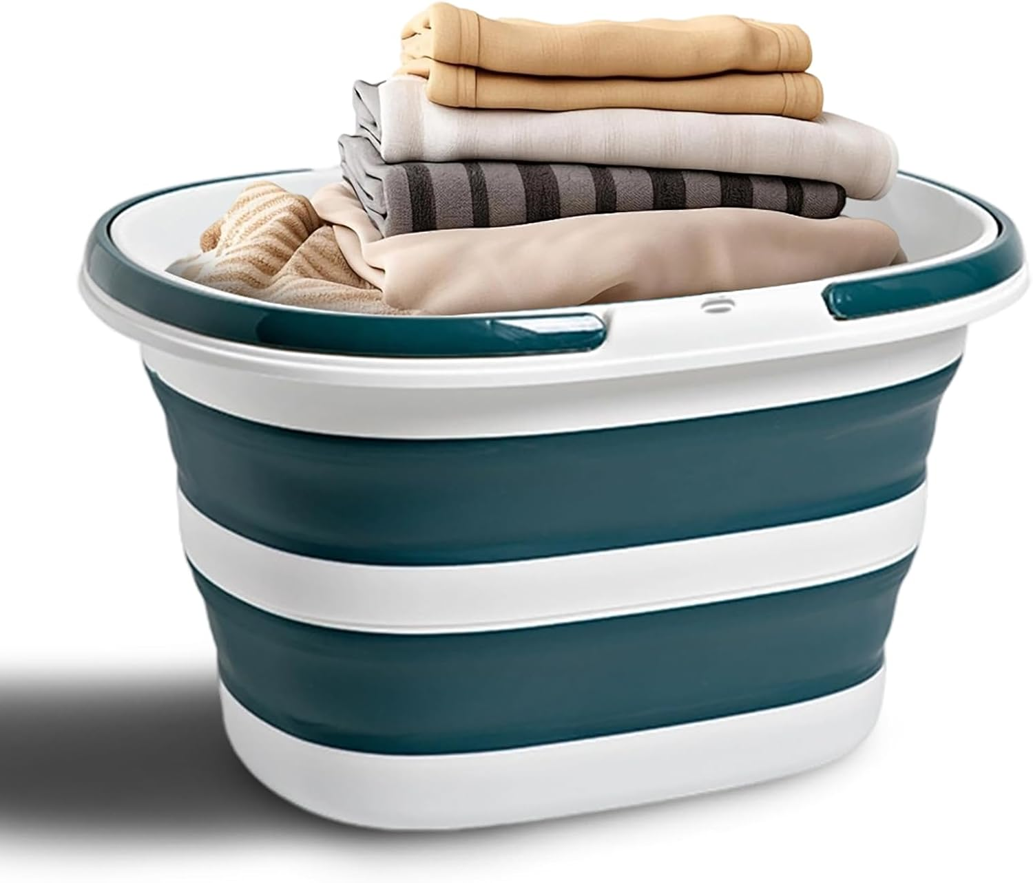 LUPATDY 16L Foldable Bucket, Foldable Mop Bucket with Handles, Portable Silicone Tub, Foldable Cleaning Bucket for Cleaning, Storage, Ideal for Camping, Home and Travel, Grey