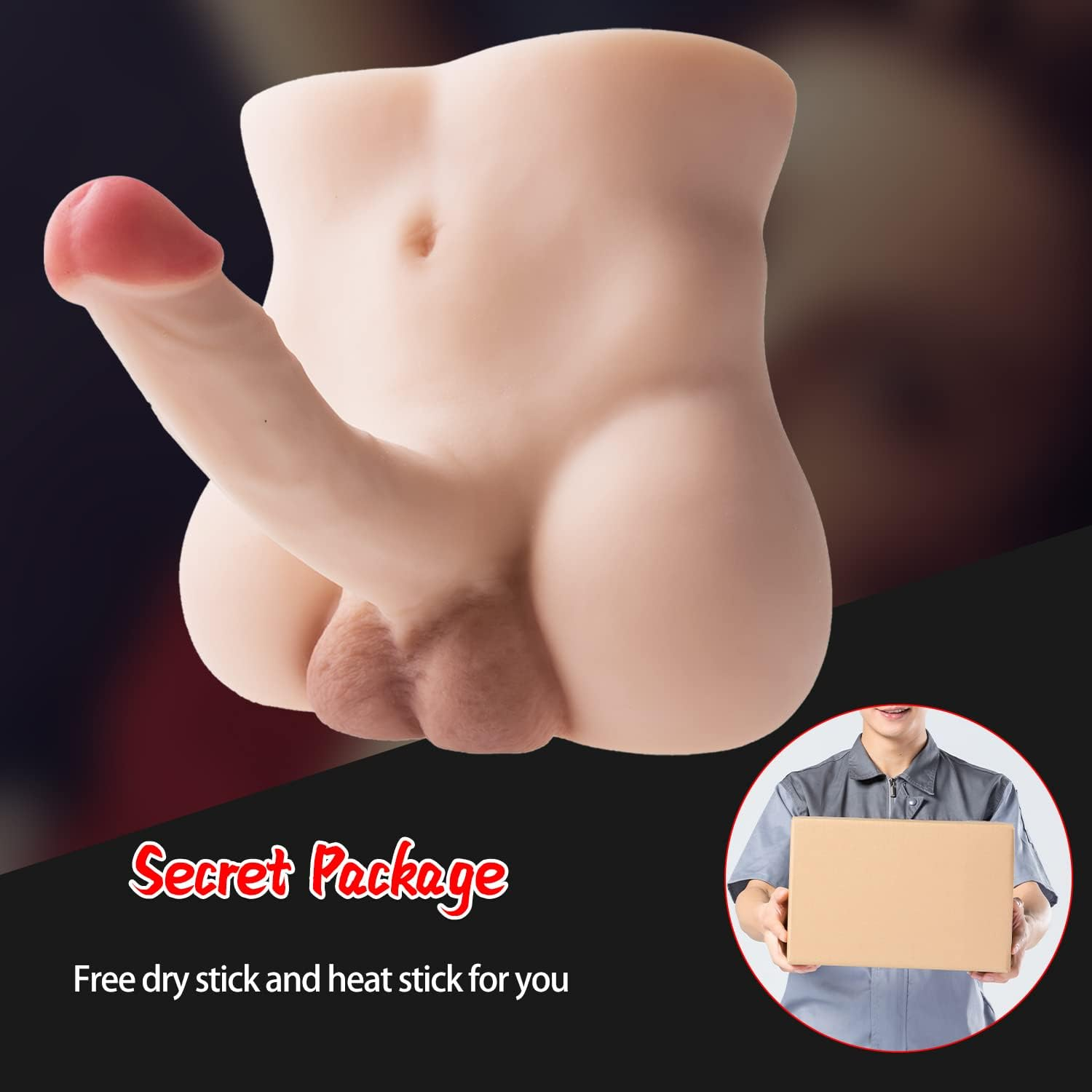 Sex Torso Doll with 8.7Inch Flexible Realistic Dildo, Men Sex Dolls for Women Tight Anal Hole Sex Huge Cock for Female, Unisex Masturbator Sex Toy for Gay Couple 6.6LB image number 4