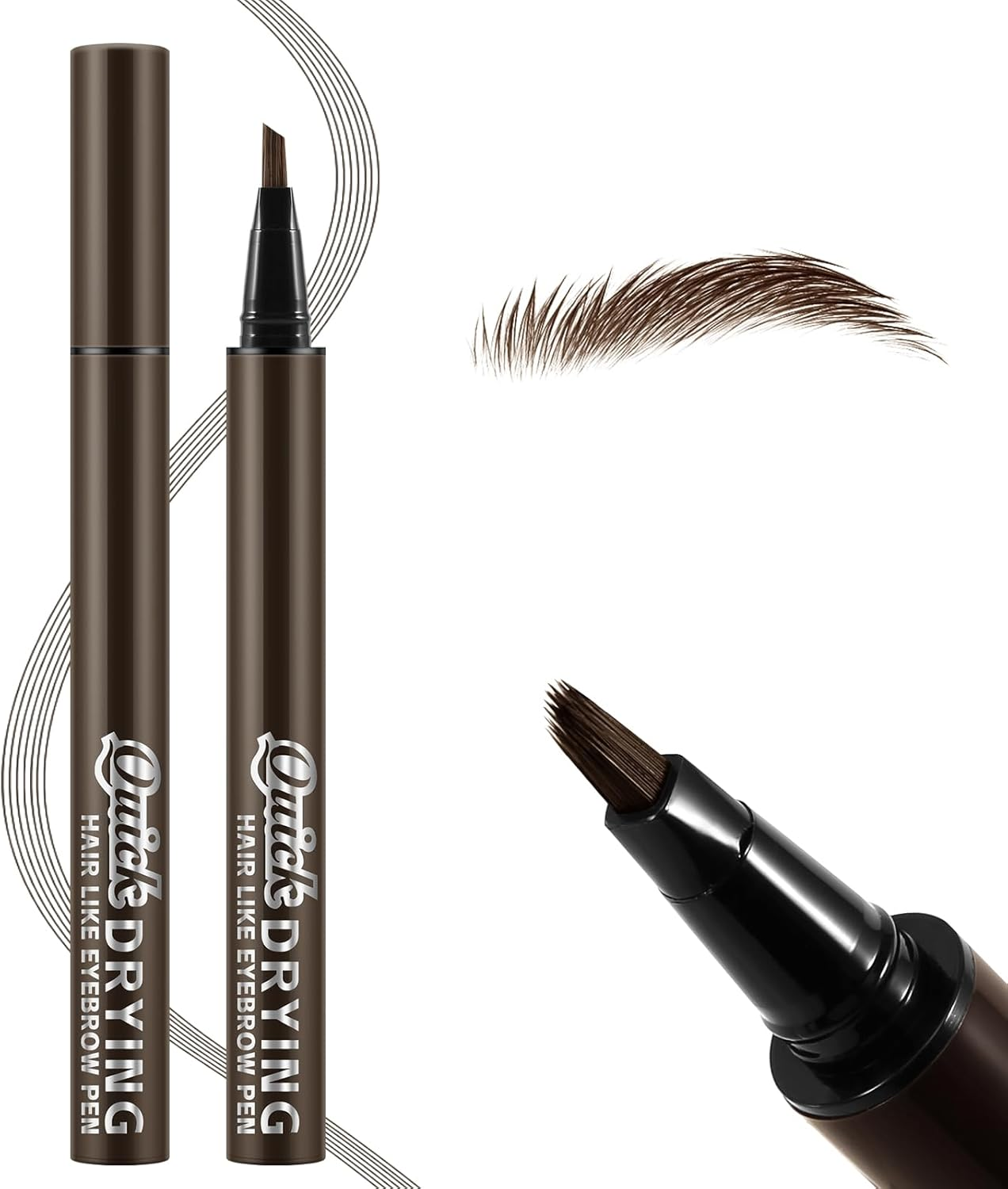 Apooliy Waterproof Eyebrow Pen，Long Lasting Eyebrow Pencil，Creates Hair-Like, Natural-Looking, 3D Eyebrows,Eye Brow Makeup Pen for Women