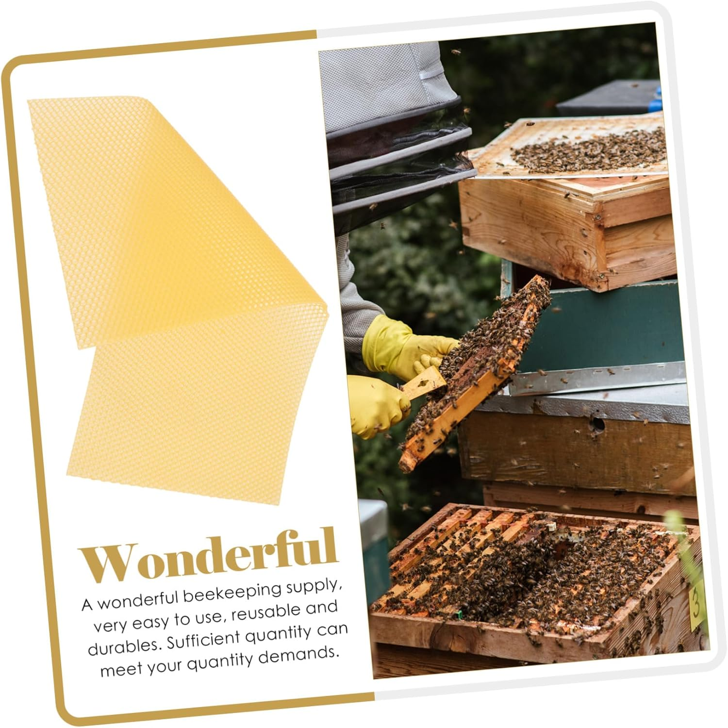 DECHOUS 30Pcs Beeswax Foundation Sheets Beekeeping Base Honeycomb Foundation for Beehive Frames Smooth Surface DIY Candle Craft Furniture Polish Supplies image number 6