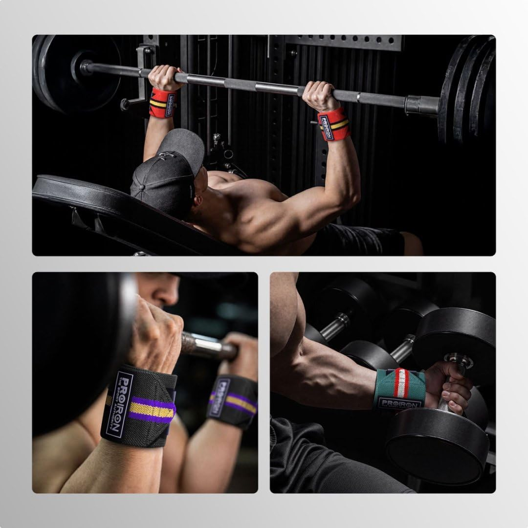 PROIRON Weightlifting Wrist Wraps 2 Pack Wrist Support with Heavy Duty Thumb Loop - Best Wrap for Powerlifting Competition, Strength Training, Bodybuilding - Charm Shadow Red image number 2