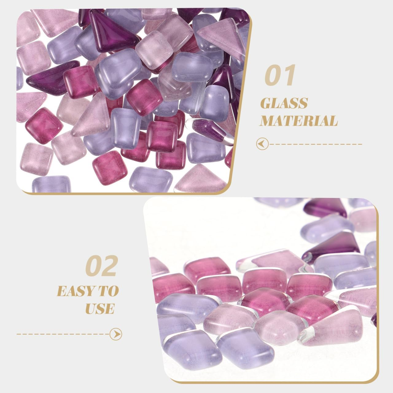 PRETYZOOM 1 Pack Irregular Mosaic Pieces, Glass Mosaic Pieces for DIY Art Crafts, Crystal Tiles for Decoration, Mixed Purple Colors and Shapes image number 5