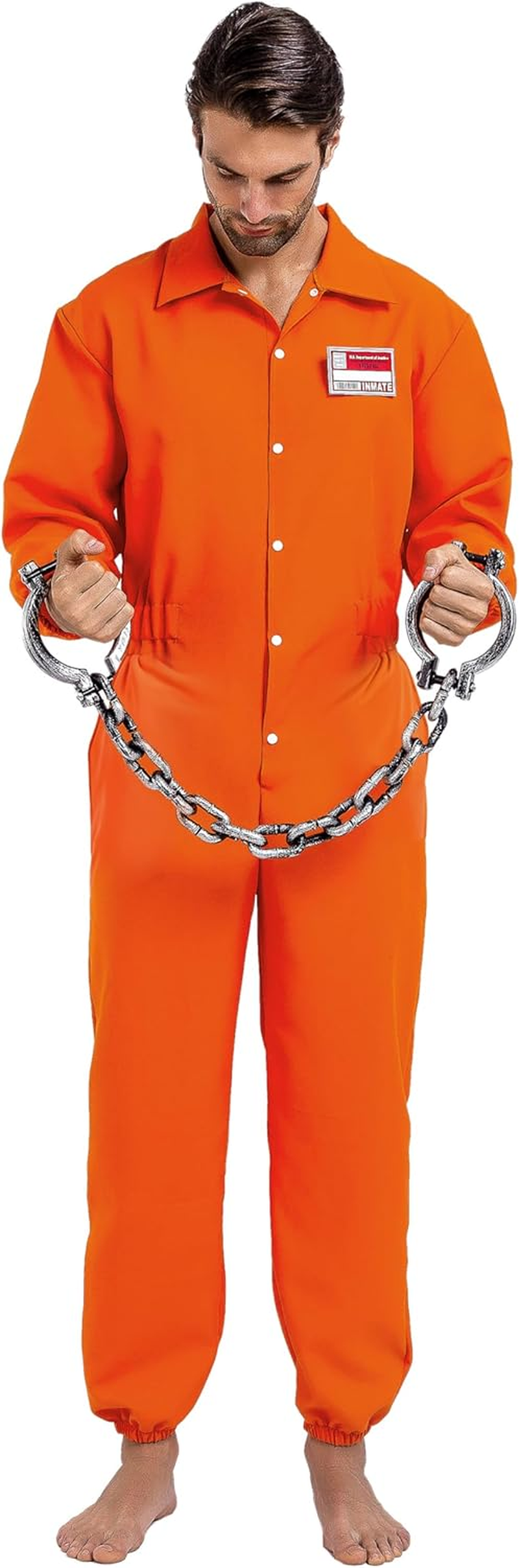 Spooktacular Creations Orange Prison Jumpsuit Men, Prison Costume Adult for Halloween Costumes with Name Tag image number 3