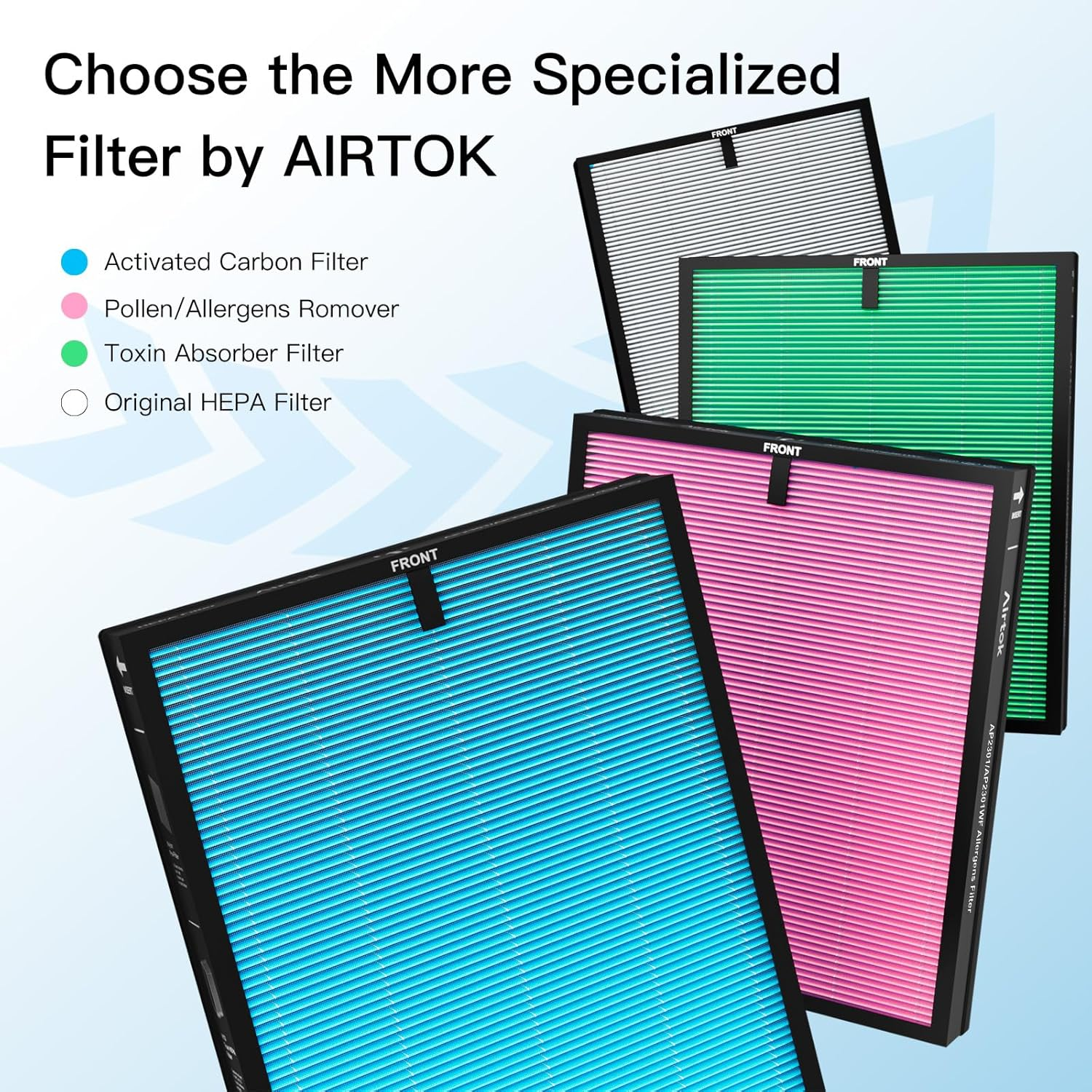 Airtok AP2301 Genuine Air Purifier Activated Carbon Filter, High-Efficiency HEPA Filter Replacement Filter for AP2301 Air Purifer, Enhanced Version image number 6