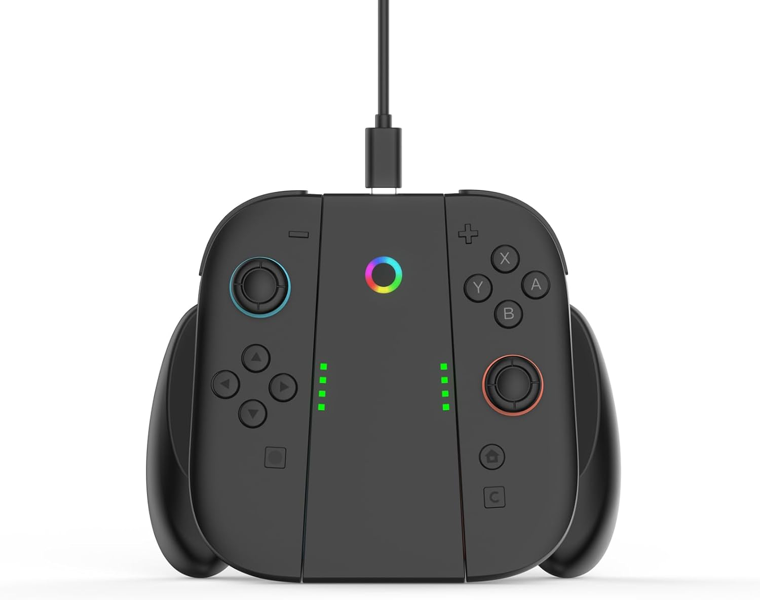 Charger Handle Suitable for Nin-Tendo Switch 2 Accessories, Switch 2 Grip with USB Charging Cable, Charging While Playing, Easy to Install and Remove (Black) image number 2