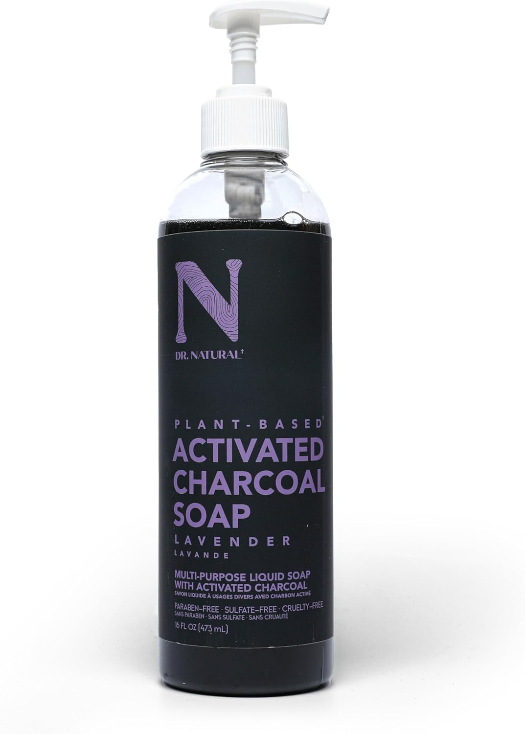 Dr. Natural Activated Charcoal Liquid Soap - anti Acne and Blemishes - Deep Cleansing Body Wash - Gentle Body Soap for Clear Skin - Lavender - 473 Ml image number 4
