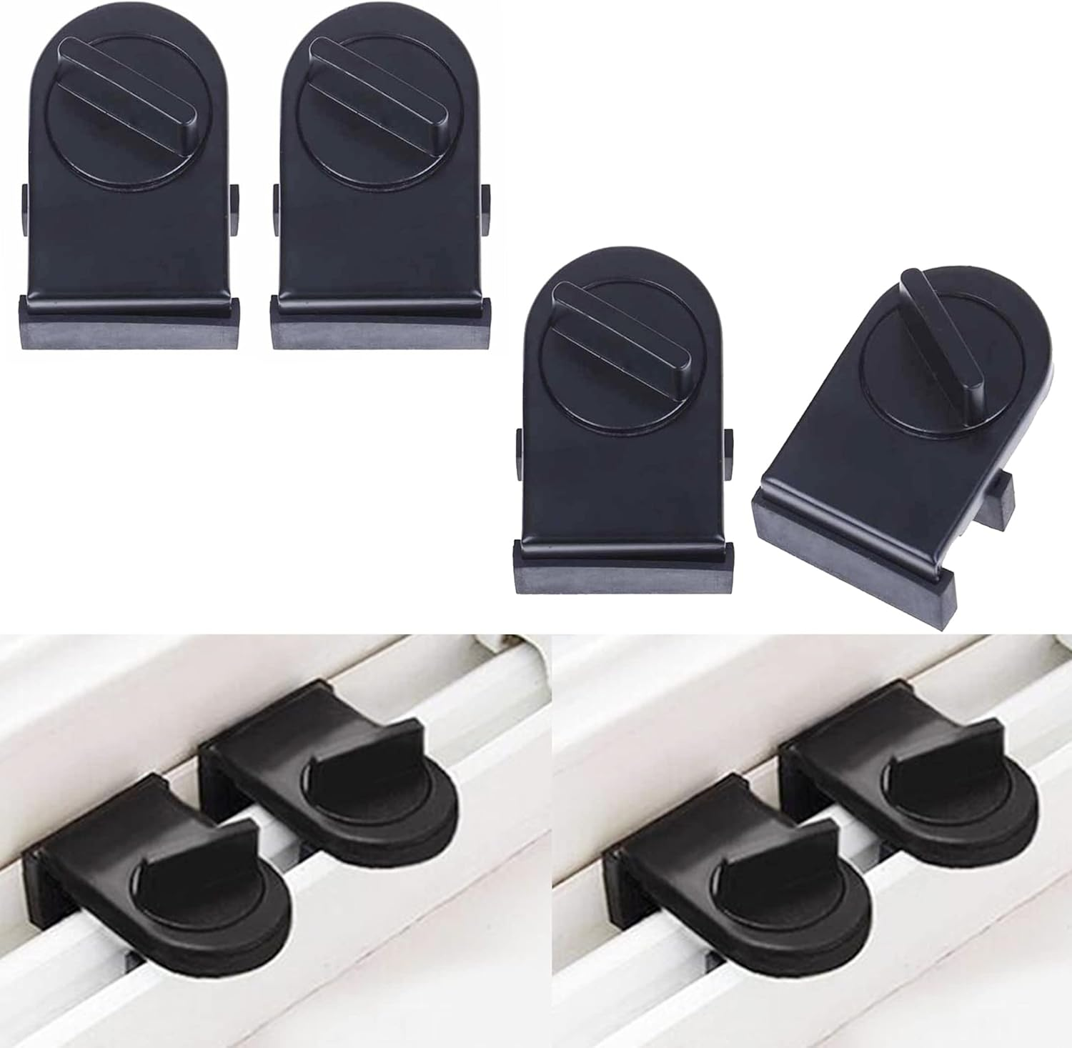 4 Pack Slide Door Security Locks, Instant Sliding Window Track Rail Stoppers, Good for Travel and Child Safety (Black) image number 6