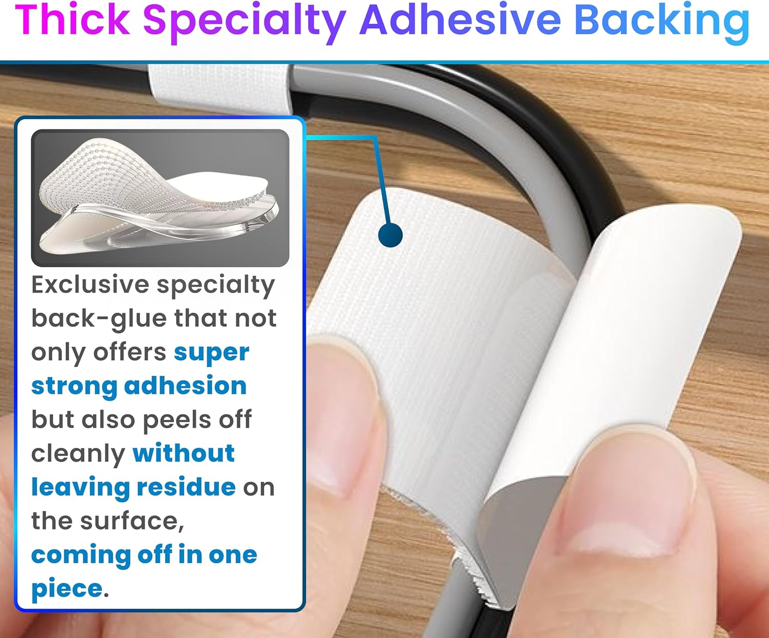 LX Intmfr. Hook and Loop Cable Ties, Self Adhesive Hook and Loop Cable Straps, Sticky-Back Cord Organizer, Cable Clip, Household & Office Essentials, 40Pcs per Pack image number 2