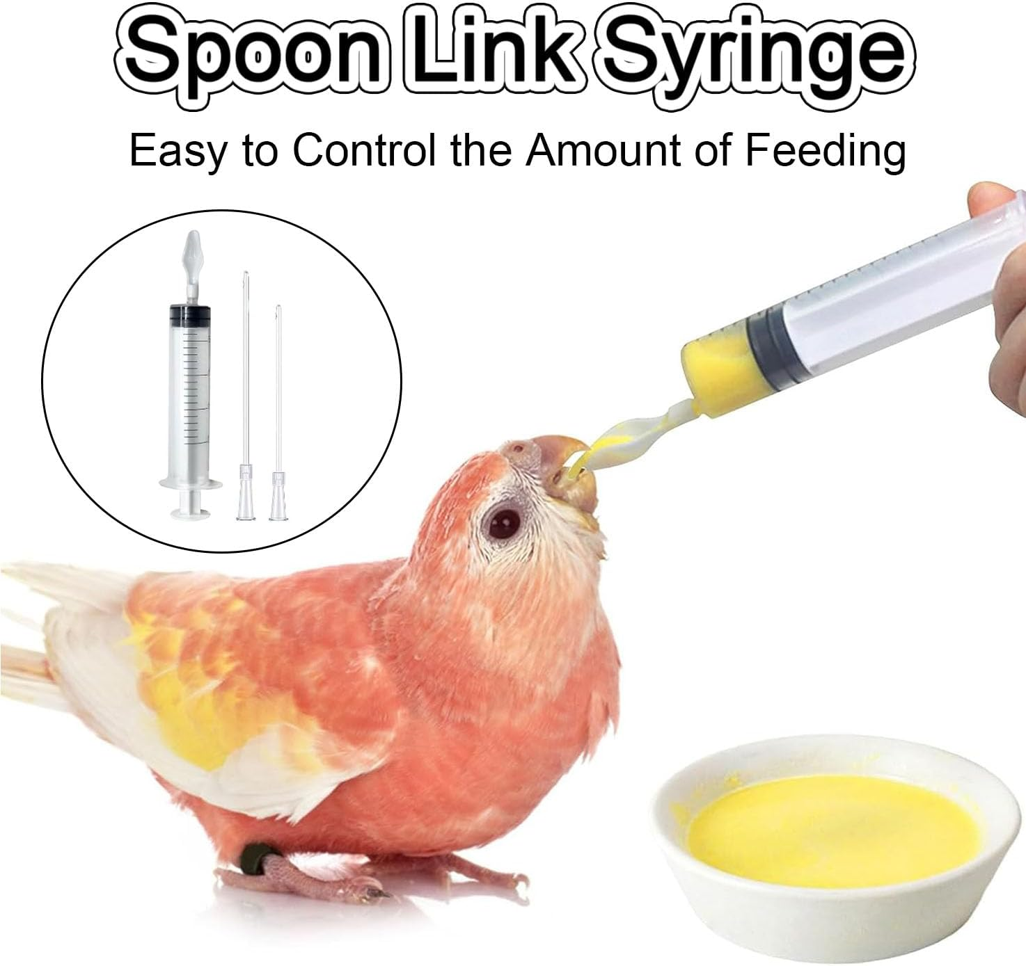 WADY Feeding Syringe for Baby Bird, Parrot, and Sick Birds - Food Grade Silicone Hose Set (8Cm and 12Cm) - Pet Hand Rearing Crop Tubes Feeder
