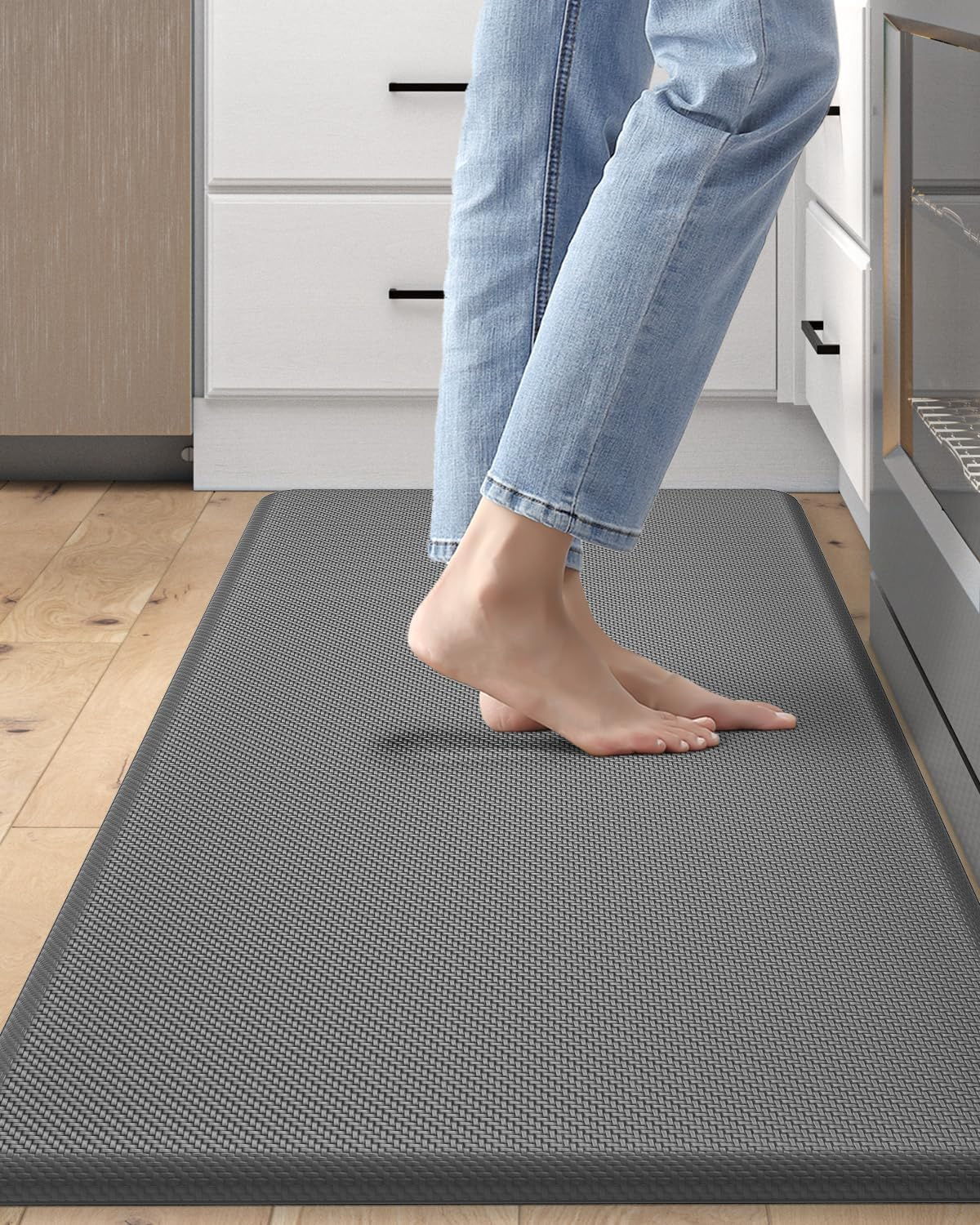 DEXI anti Fatigue Kitchen Mat, Stain Resistant, 1.8Cm Thick, Padded Cushioned Floor Comfort Mats for Home, Garage and Office Standing Desk, 51 X 99Cm, Grey image number 6