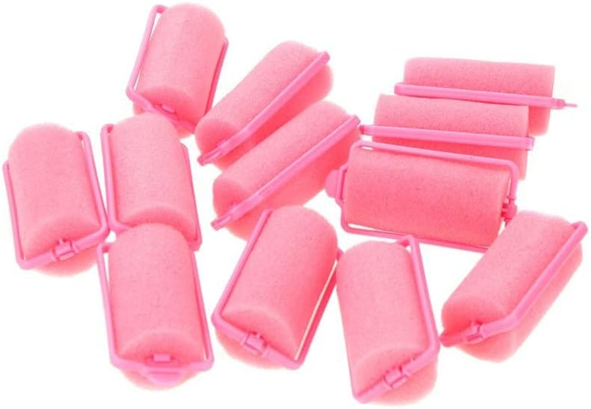 Set of 12 Large Pink Foam Sponge Hair Rollers image number 2