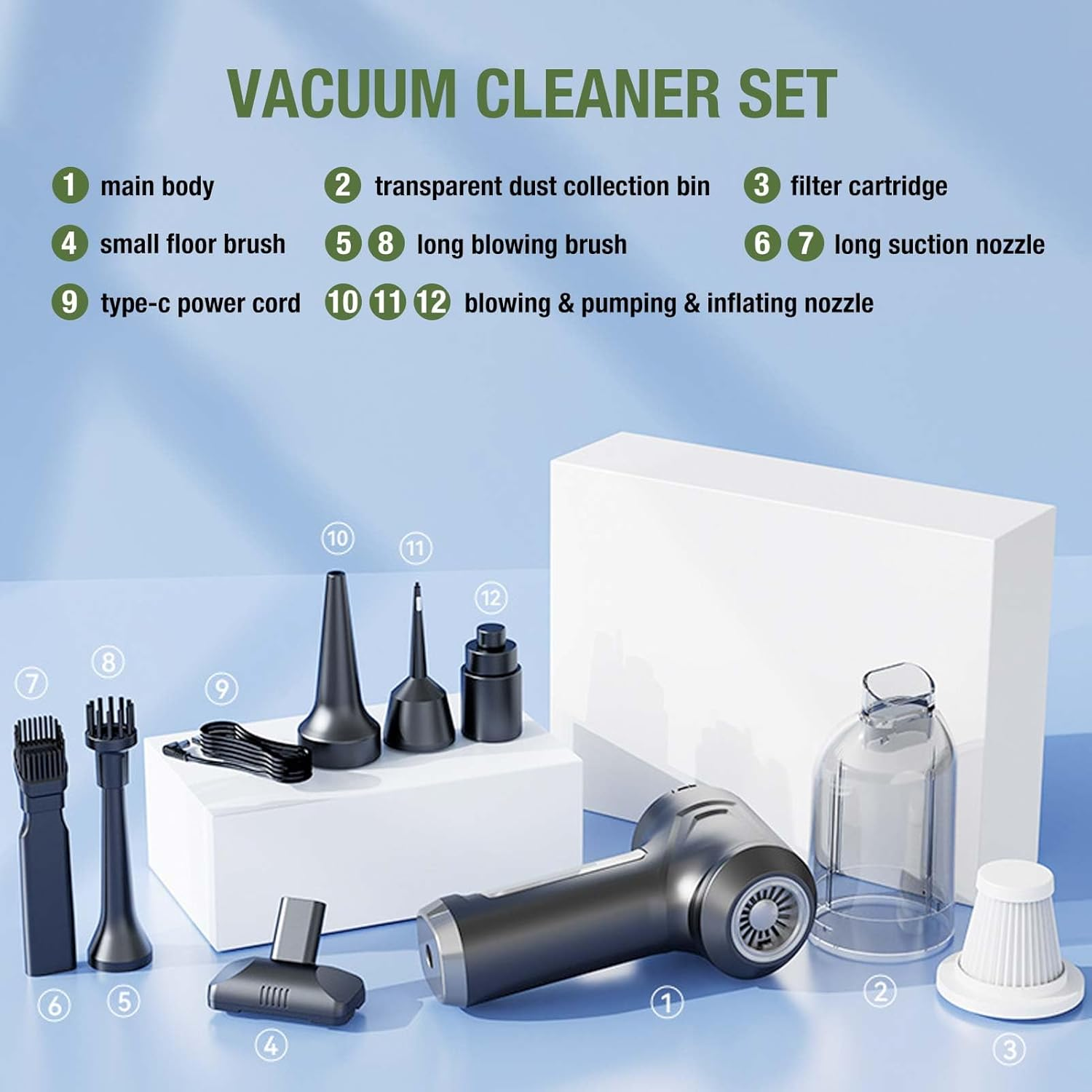 Handheld Vacuum Cordless, 13000PA 4 in 1 Portable Car Vacuum, Mini Vacuum Cleaner, Handheld Pet Vacuum, with Brushless Motor, for Car/Office/Home/Pet/Keyboard image number 4