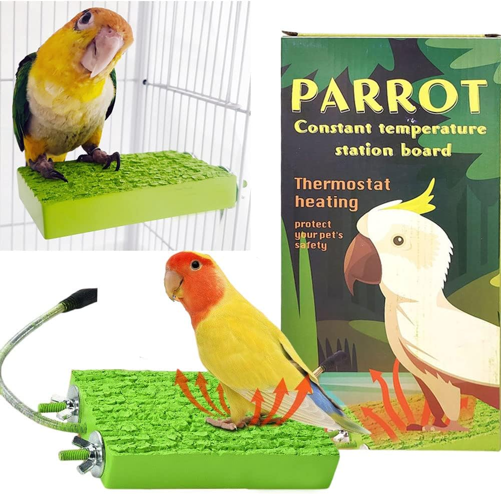 Bird Warmer for Cage Bird Perch Stand Platform Warm Heating, Heating Bird Perch Platform for Exotic Pet Birds, 12V 5W African Grey, Parakeets, Parrots image number 3