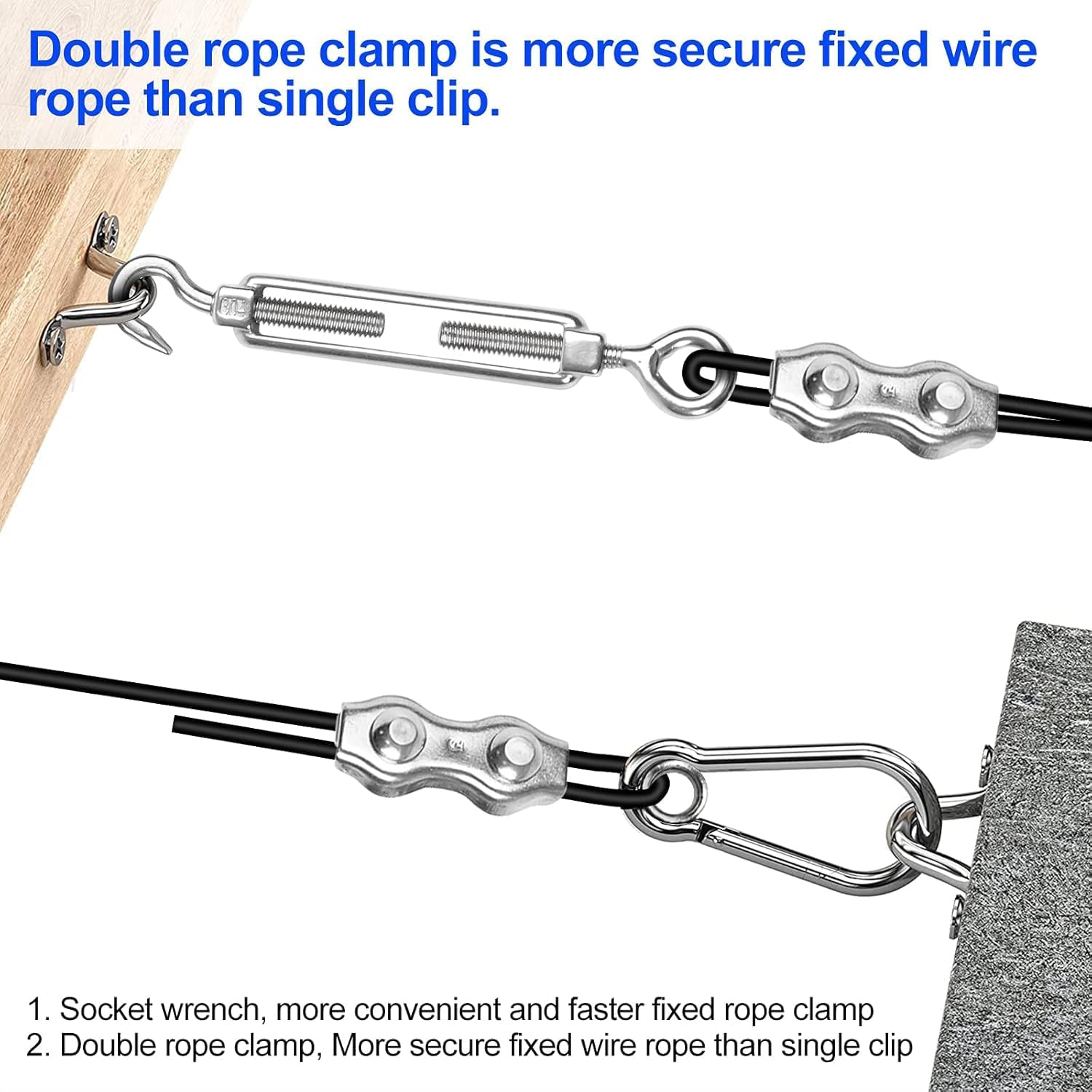 Globe String Light Suspension Kit, Outdoor Light Guide Wire, 170FT Coated Stainless Steel 304 Wire Rope, String Light Hanging Kits, Light Hanging Kit image number 1