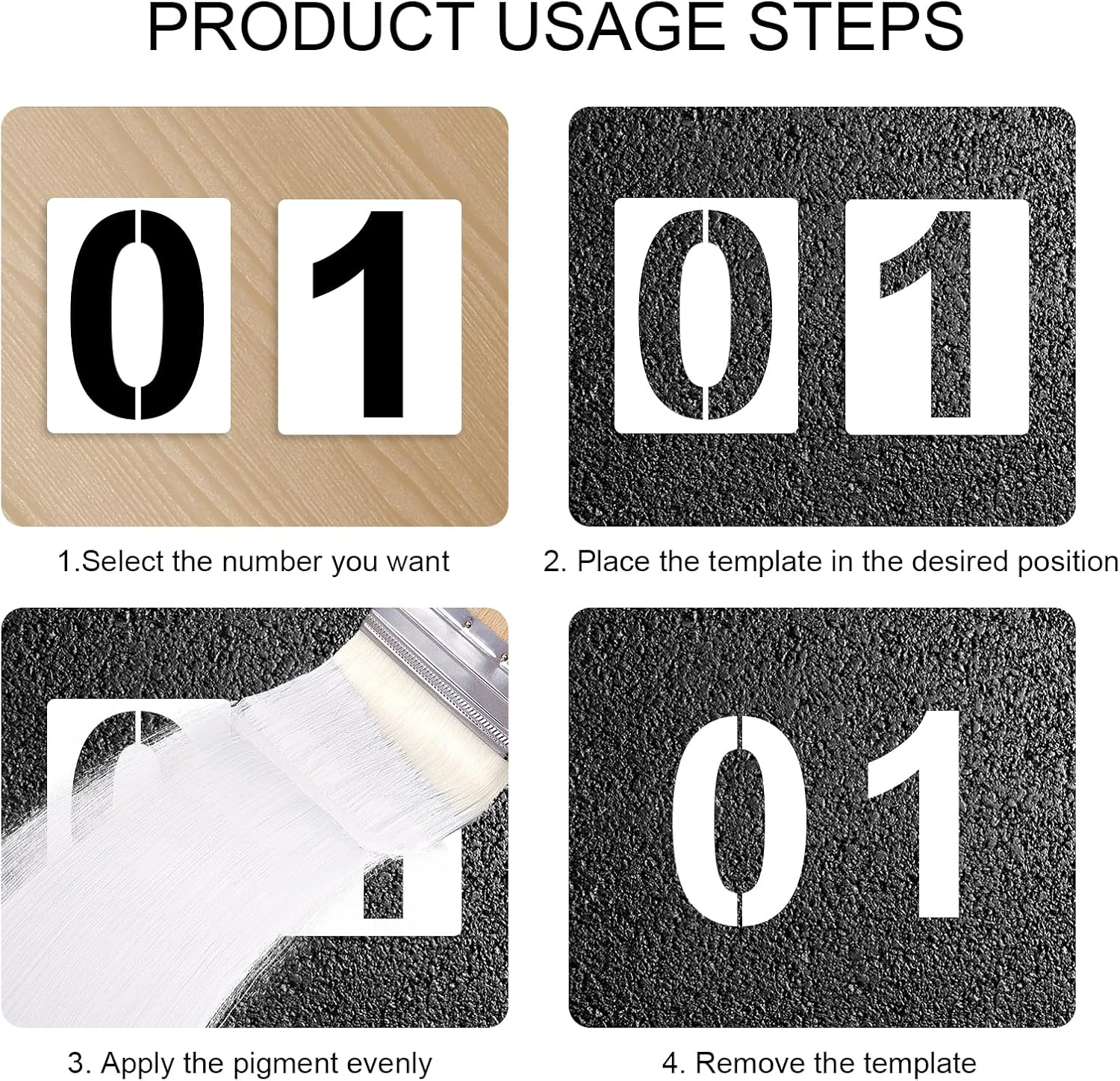 12 Inch 0 to 9 Large Number Stencils Set, 10 Pieces Reusable Plastic Curb Address Number Stencils Road Sign Digital Templates for Painting DIY Mailbox Parking Lot Door image number 1