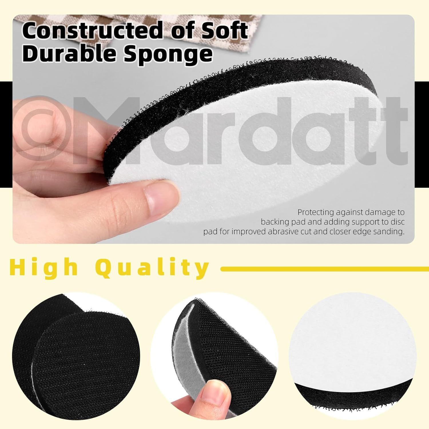 5Pc 3" Foam Buffering Pad Soft Density Interface Pad Hook & Loop Protection Cushion Sponge Buffering Backing Pad Polishing Pad for Uniform Sanding image number 3