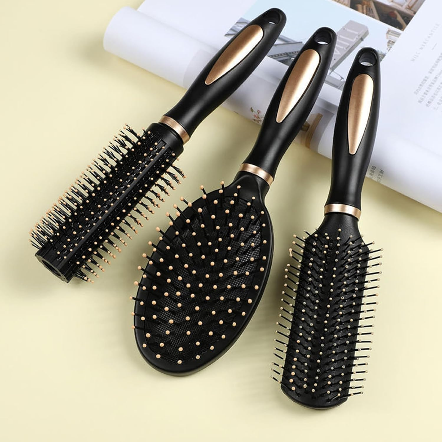 Hair Brush Set: 6-Piece Comb Set for Women & Men. Fits Straight, Curly, All Hair Types&mdash;Ideal for Daily Detangling, Styling; Meets Diverse Hair Care Needs. image number 5