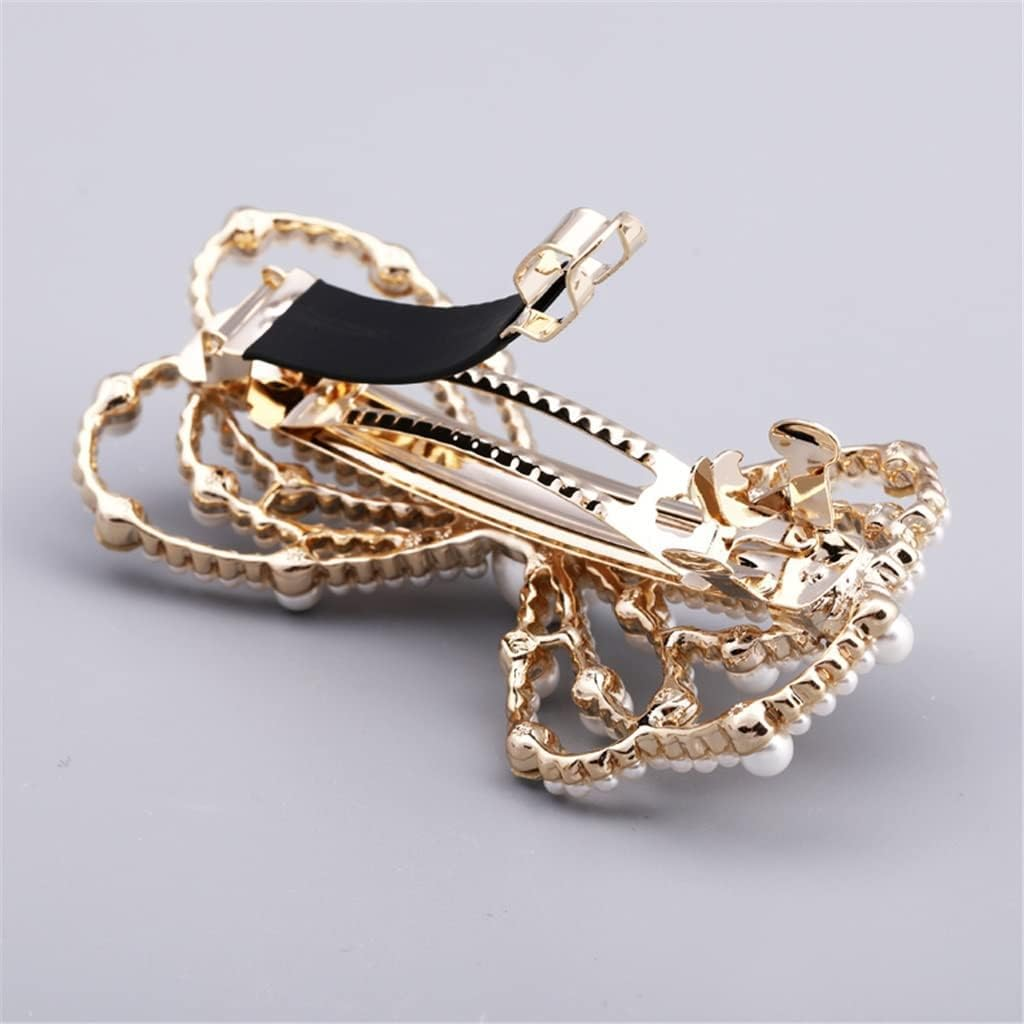 Crystal Hair Accessories,Clips Hairpins,Clip Plate,Hairpin Female Bow Headgear Hair Clip Back Head Hairpin One Word Clip Spring Clip (Color : B, Size : 10 * 5Cm) (Color : A, Size : 10 * 5Cm)