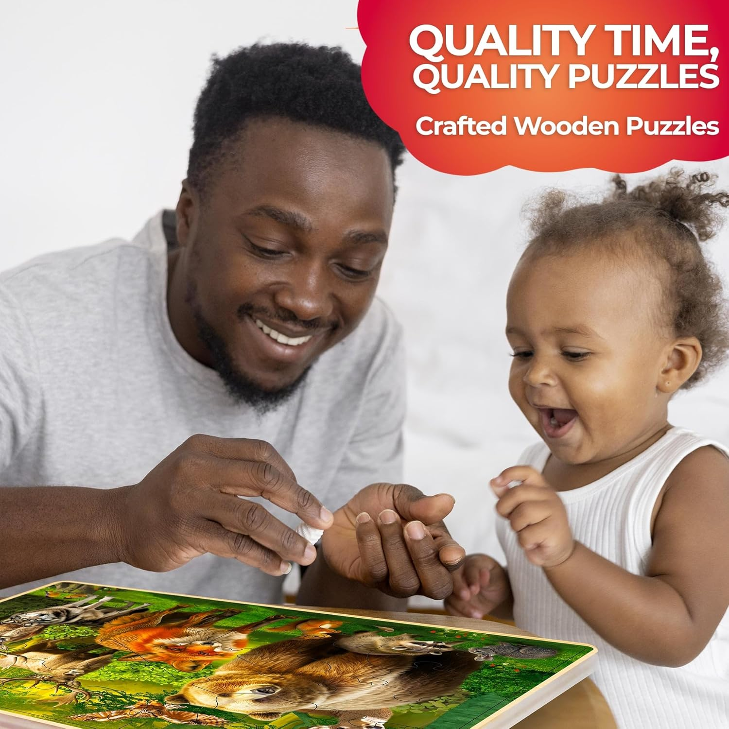 QUOKKA 4SET Puzzles for Kids Ages 4-6 - 48 Pcs Wooden Toddler Realistic Montessori Puzzles Ages 3-5 - Wild Animals Africa Ocean Farm Learning Games for Boys and Girls 4-8 Year Olds image number 6
