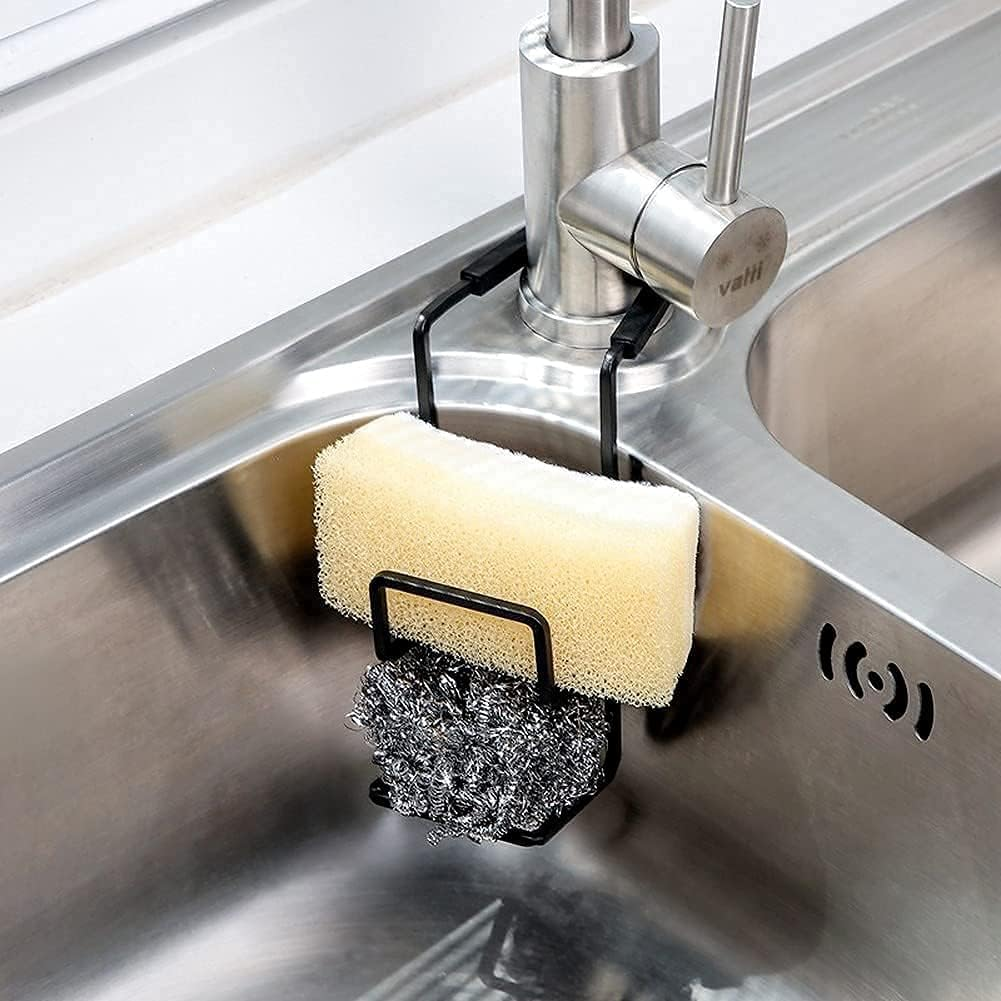 Achoulei Sink Caddy Sink Sponge Holder - Faucet Rack Shower Tray - Kitchen and Bathroom Metal Organizer Hanging Fix around Faucet