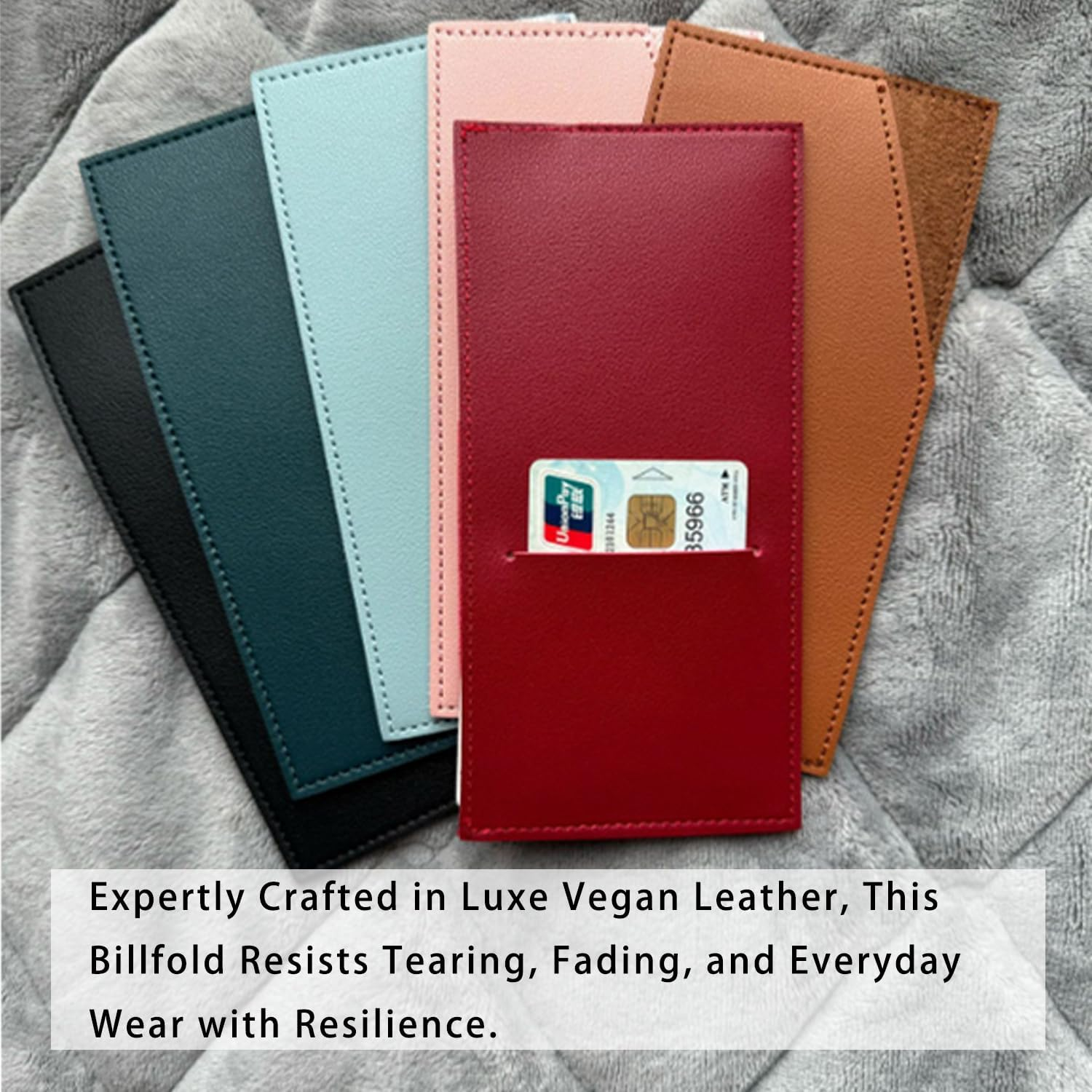 Triple Color Slim Wallet PU Leather Travel Budget Organizer with Coin & Card Holder, Reusable Cash Envelope for Dollar Bills, Receipts Compact Design for Men and Women (3 Pcs) image number 3