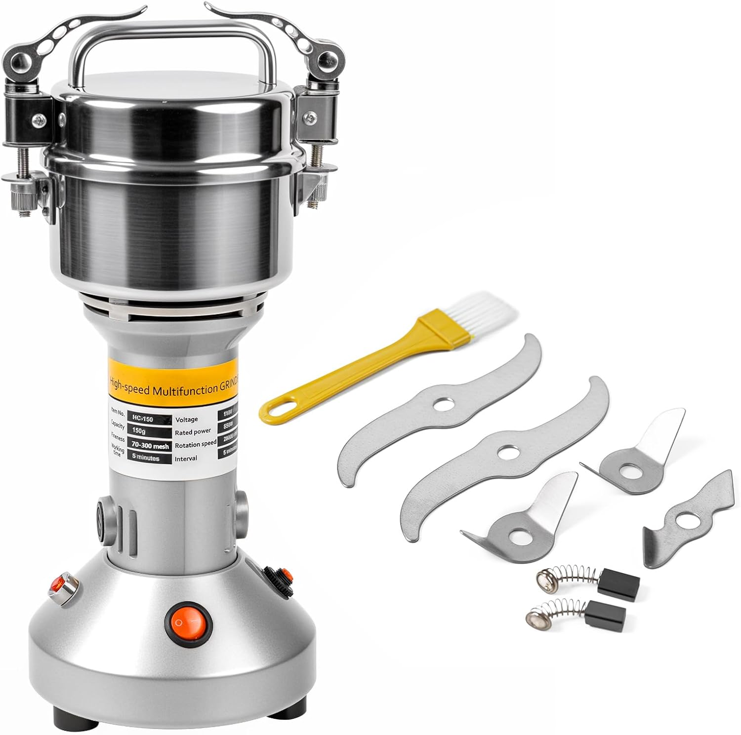 LZONEY Grain Mill Grinder 150G High Speed Electric Stainless Steel Grinder Cereals Wheat Corn Herbs Spices Coffee Beans Seasonings image number 4